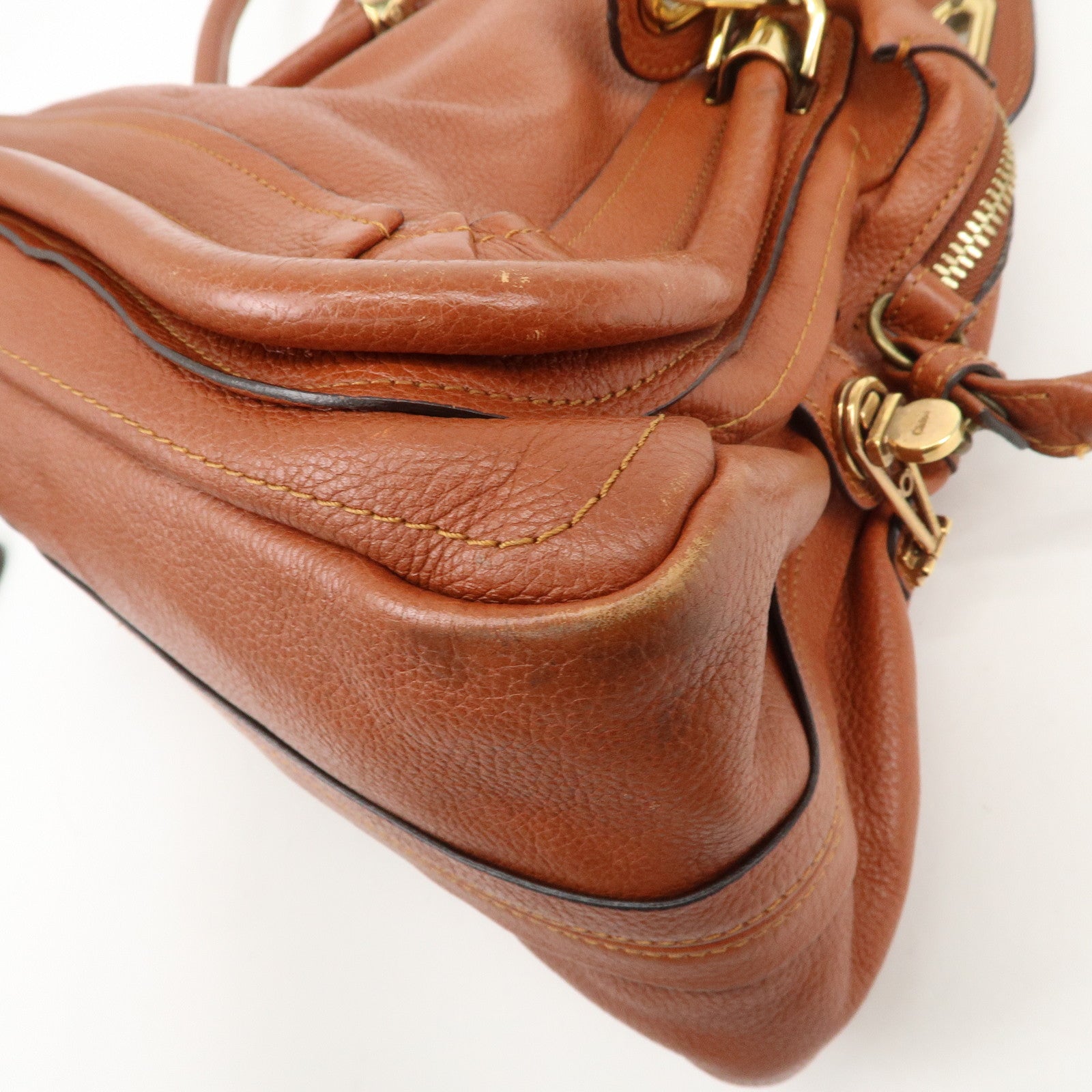 Chloe Paraty Leather 2Way Bag Shoulder Bag Hand Bag Brown