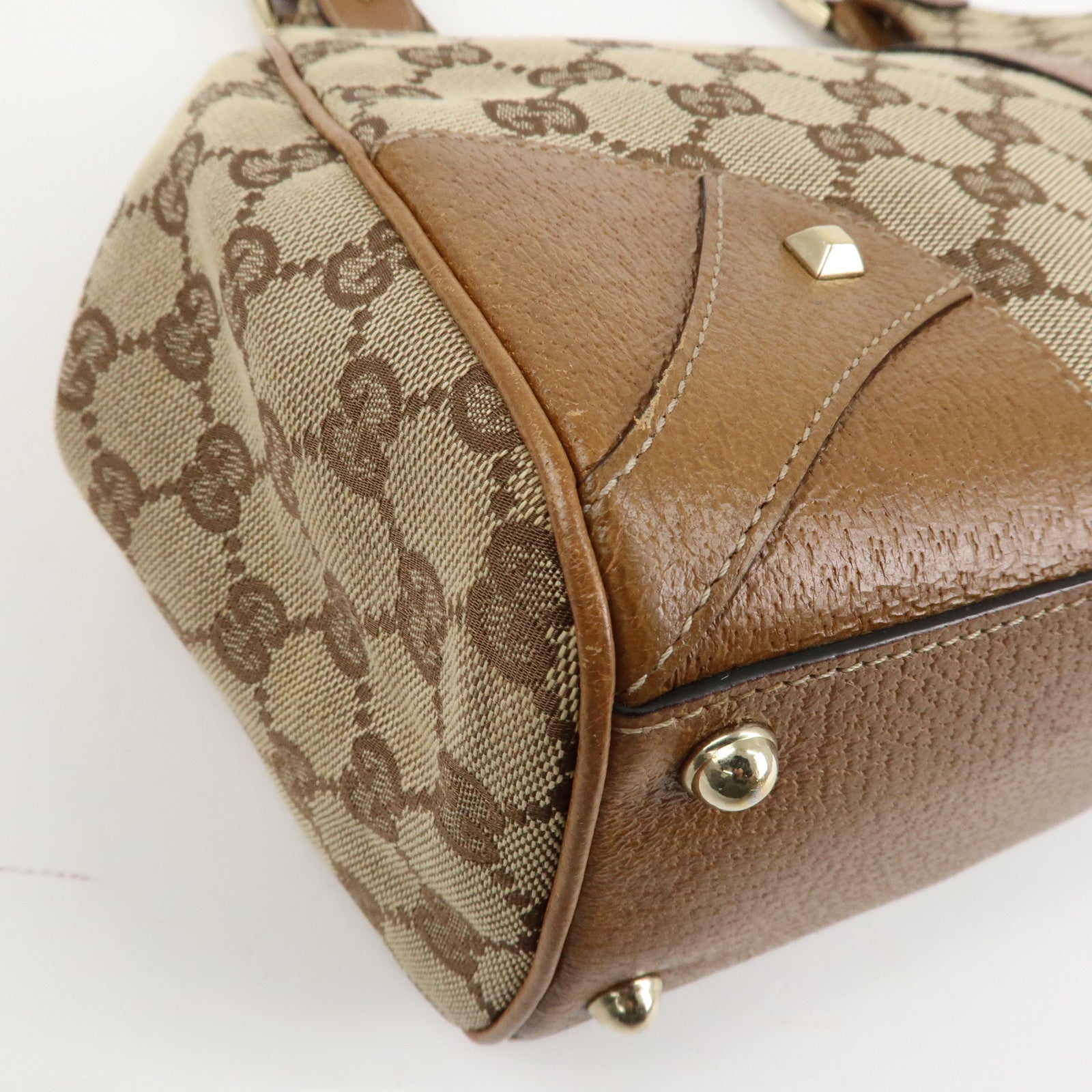 GUCCI New Jackie GG Canvas Leather Shoulder Bag Brown 124407 Used