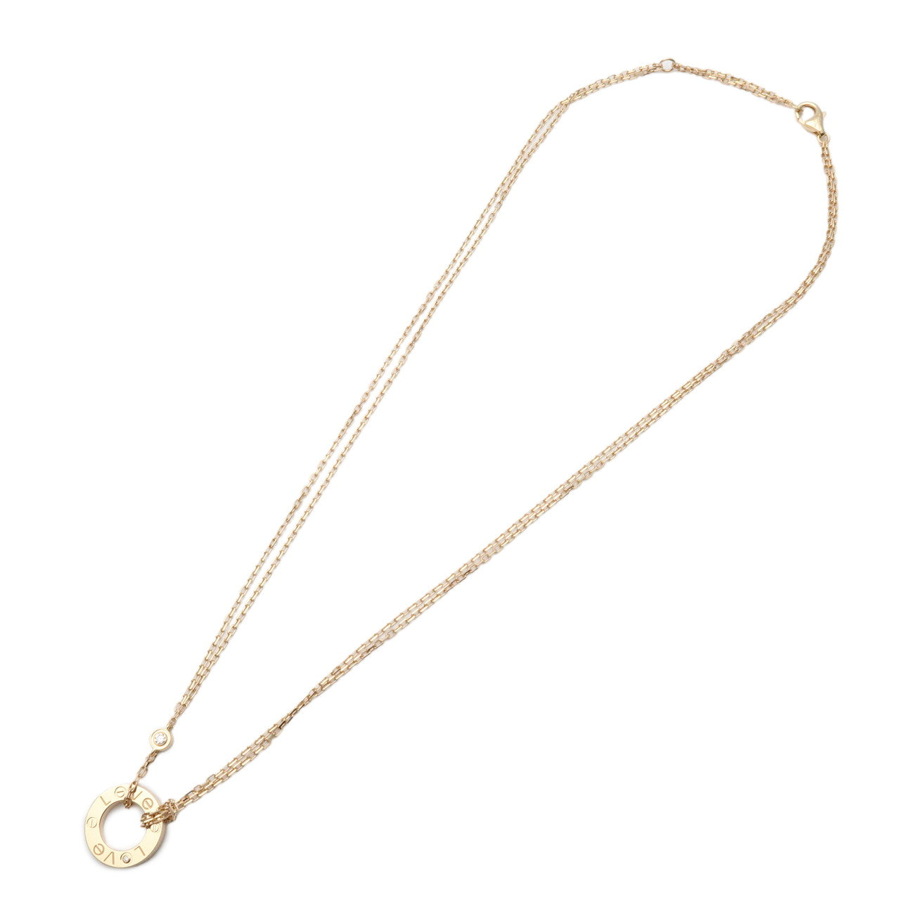 Cartier Love Circle 2P Diamond Necklace K18YG 750YG Yellow Gold