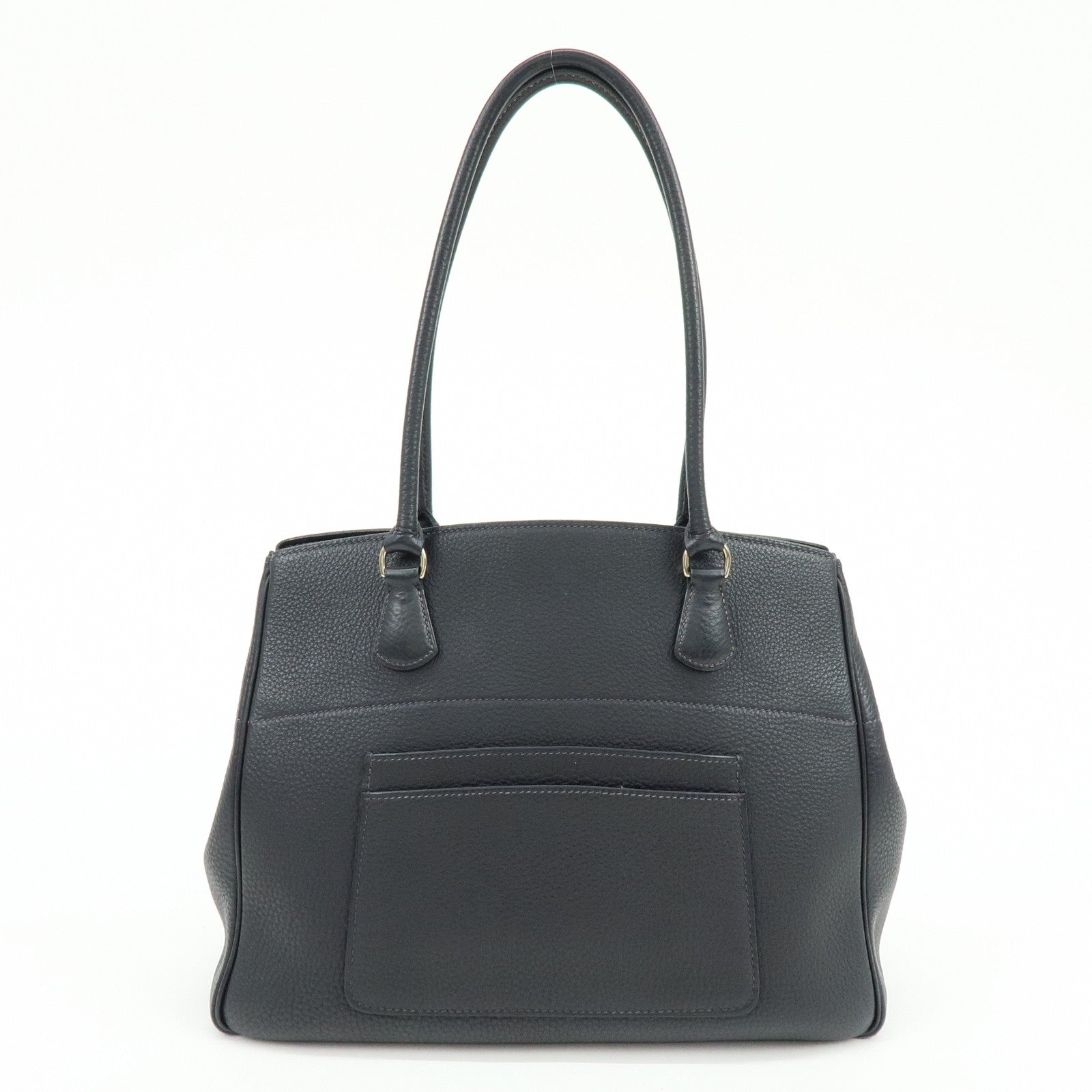 HERMES La Togo Leather Tote Bag Shoulder Bag Hand Bag Black