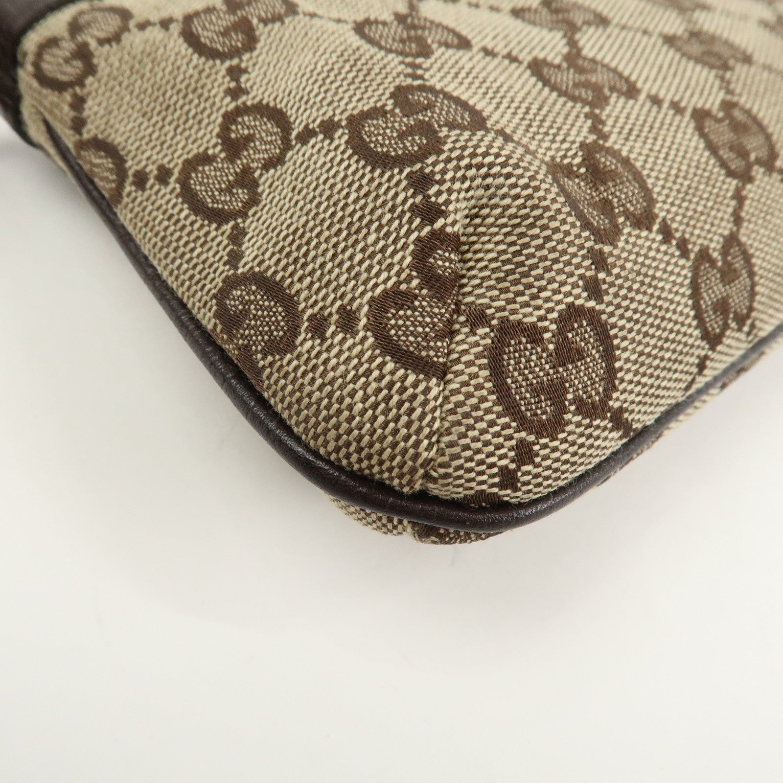 GUCCI Sherry GG Canvas Leather Pouch Cosmetic Pouch Brown 152507