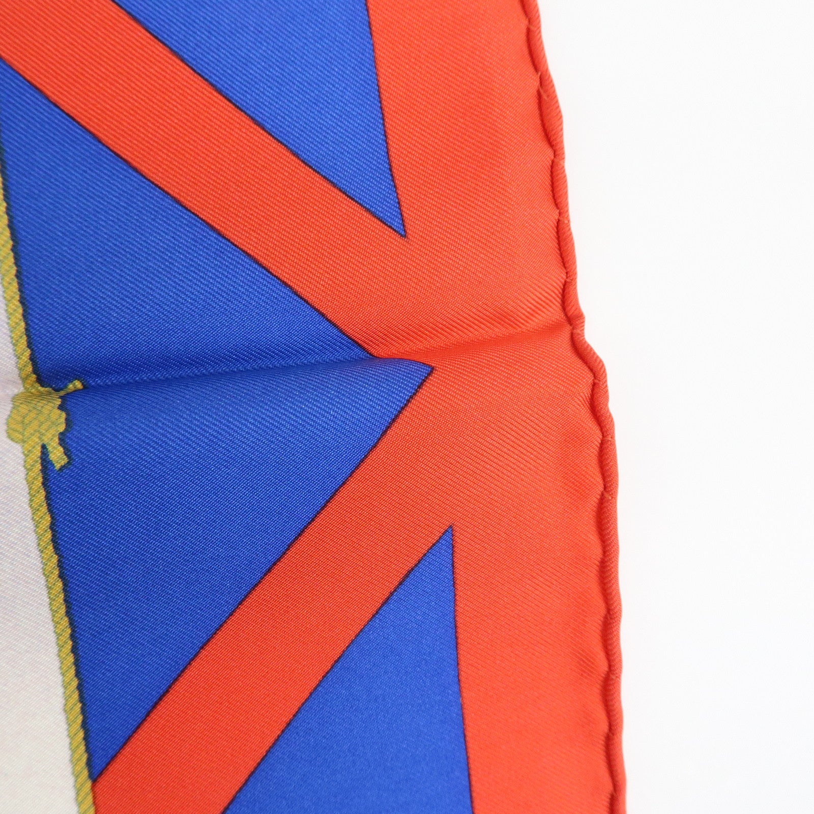 HERMES Carre 90 Silk 100% Scarf RAFALES Ship Print Blue Red