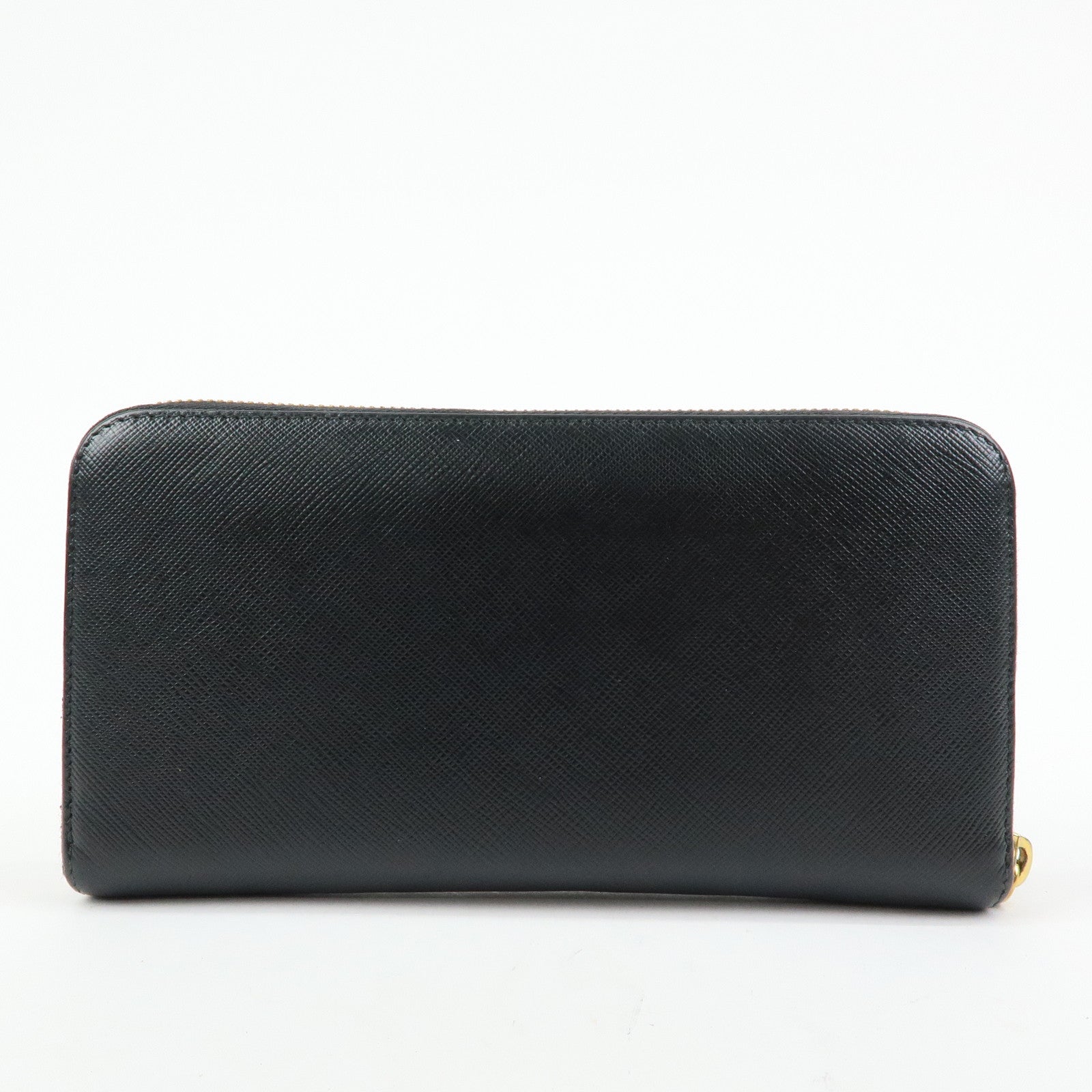 PRADA Saffiano Leather Round Zippy Long Wallet Black 1ML506