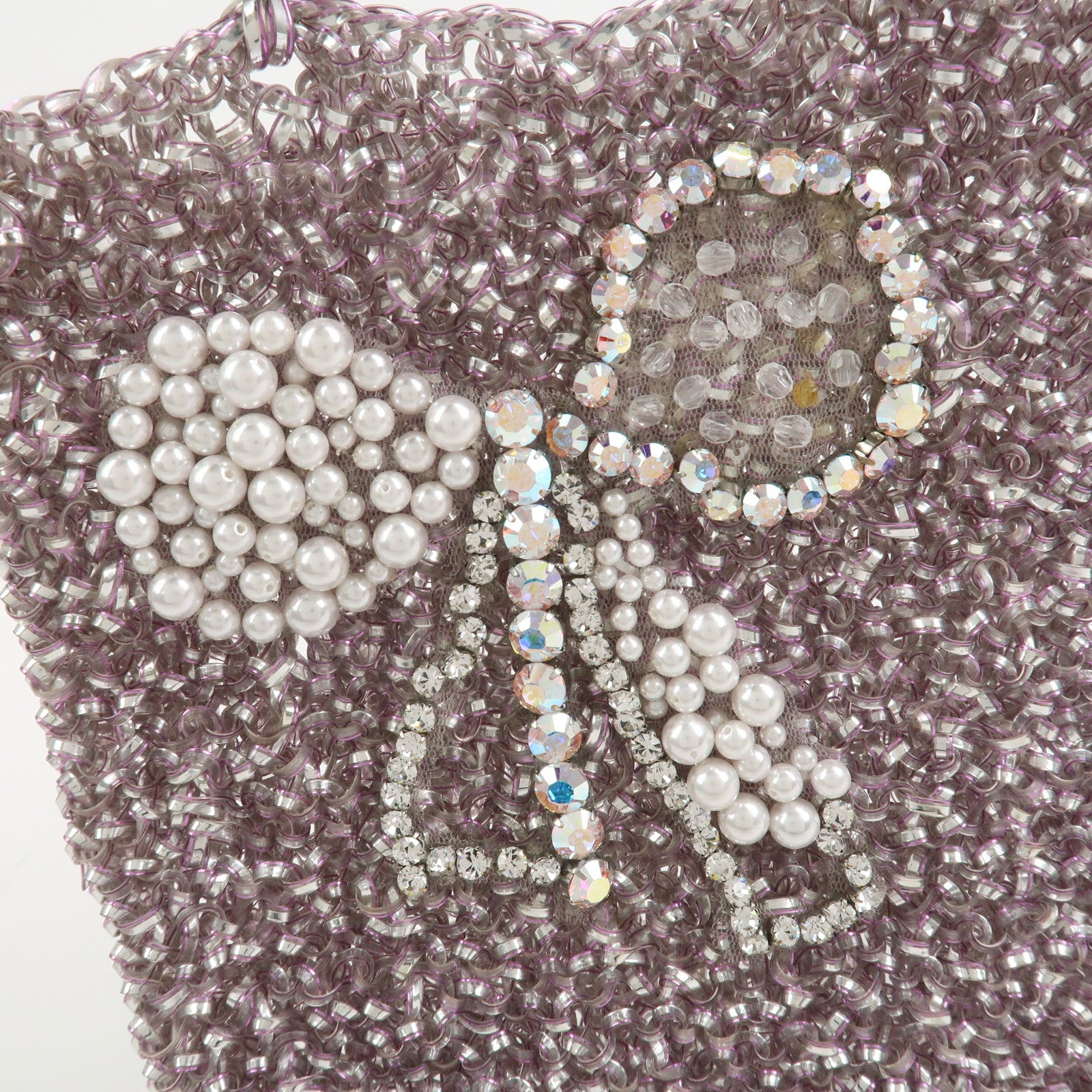 ANTEPRIMA PVC Wire Rhinestone Hand Bag Ribbon Pink