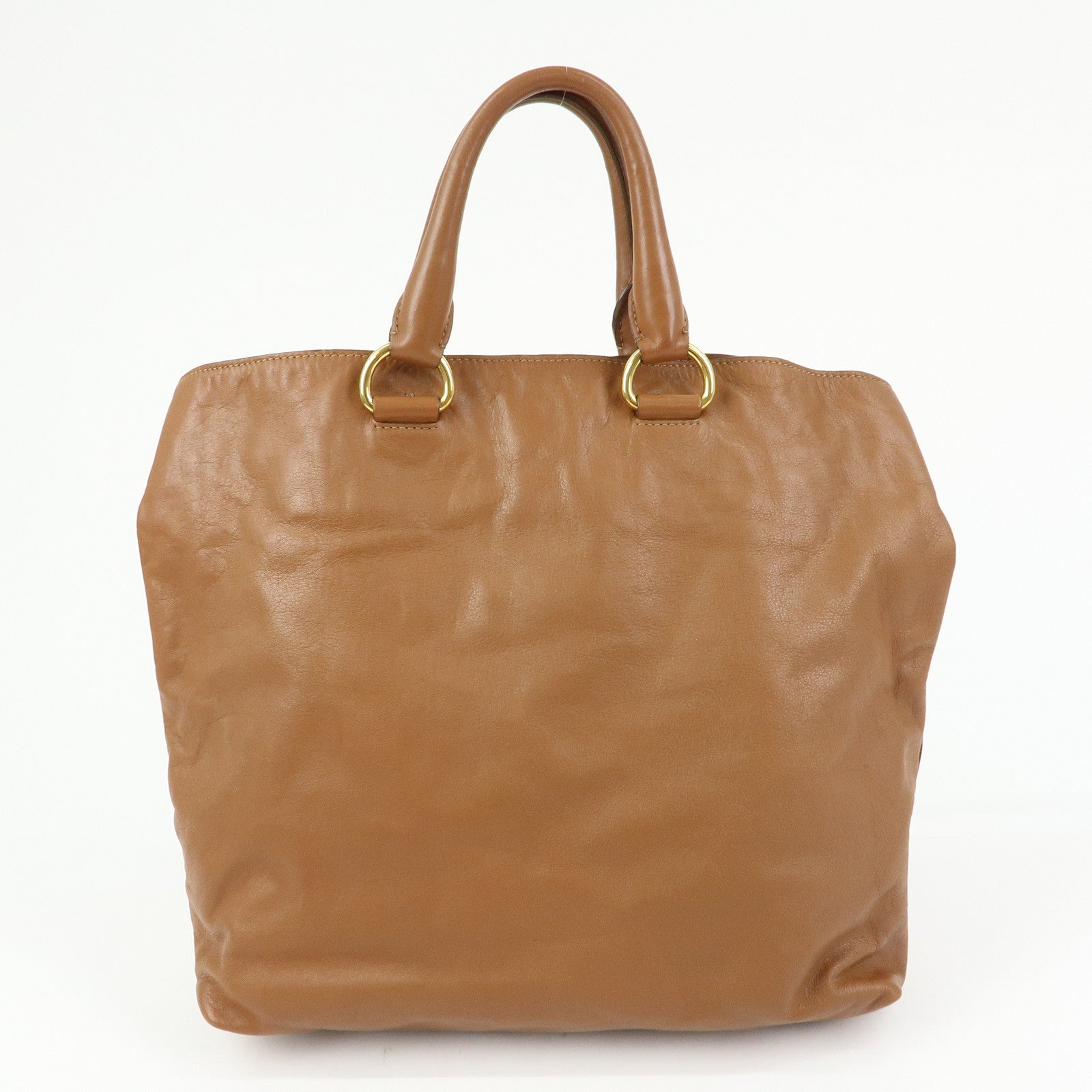 PRADA Logo Leather 2Way Tote Bag Shoulder Bag Brown BN1713