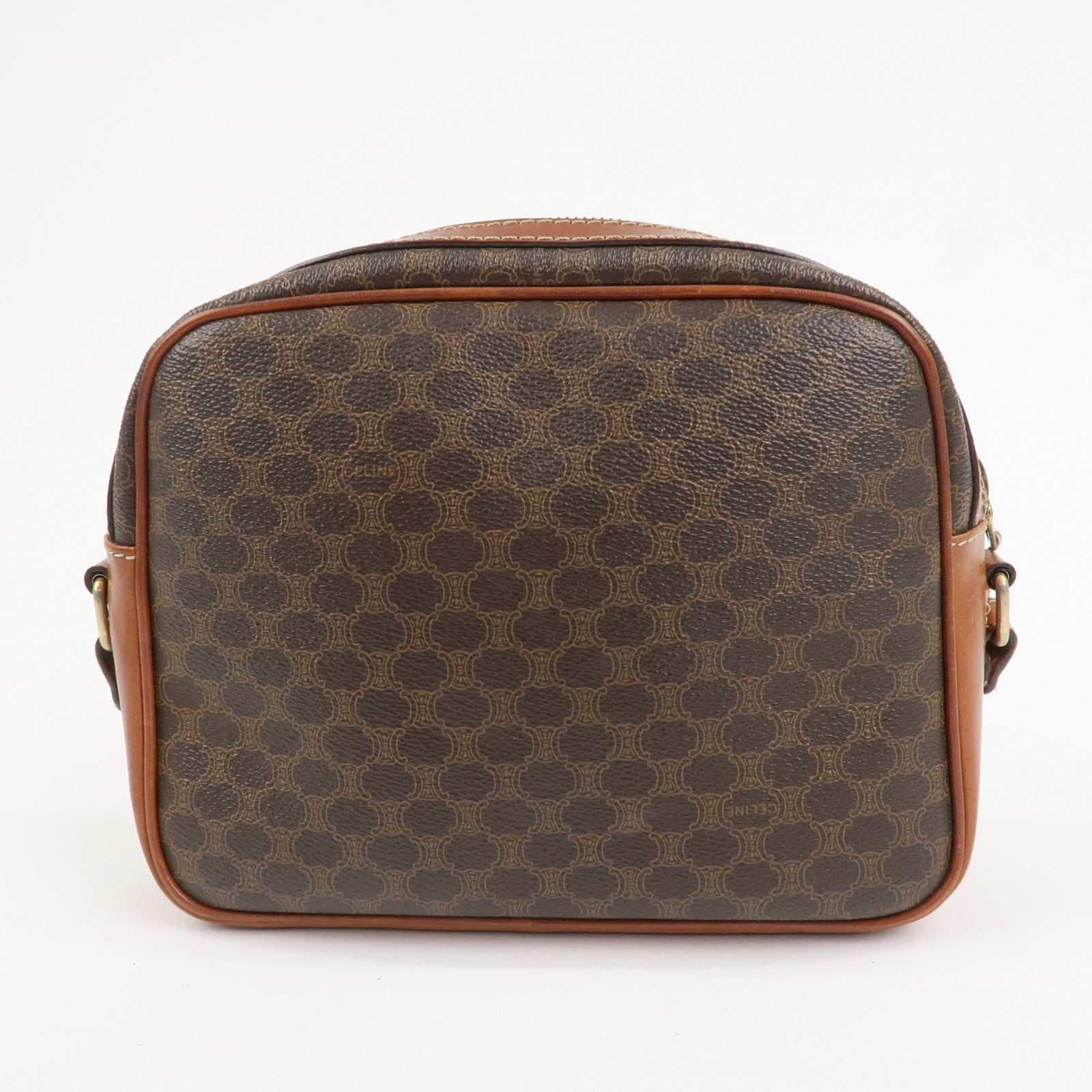 CELINE Macadam PVC Leather Shoulder Bag Brown Gold HDW