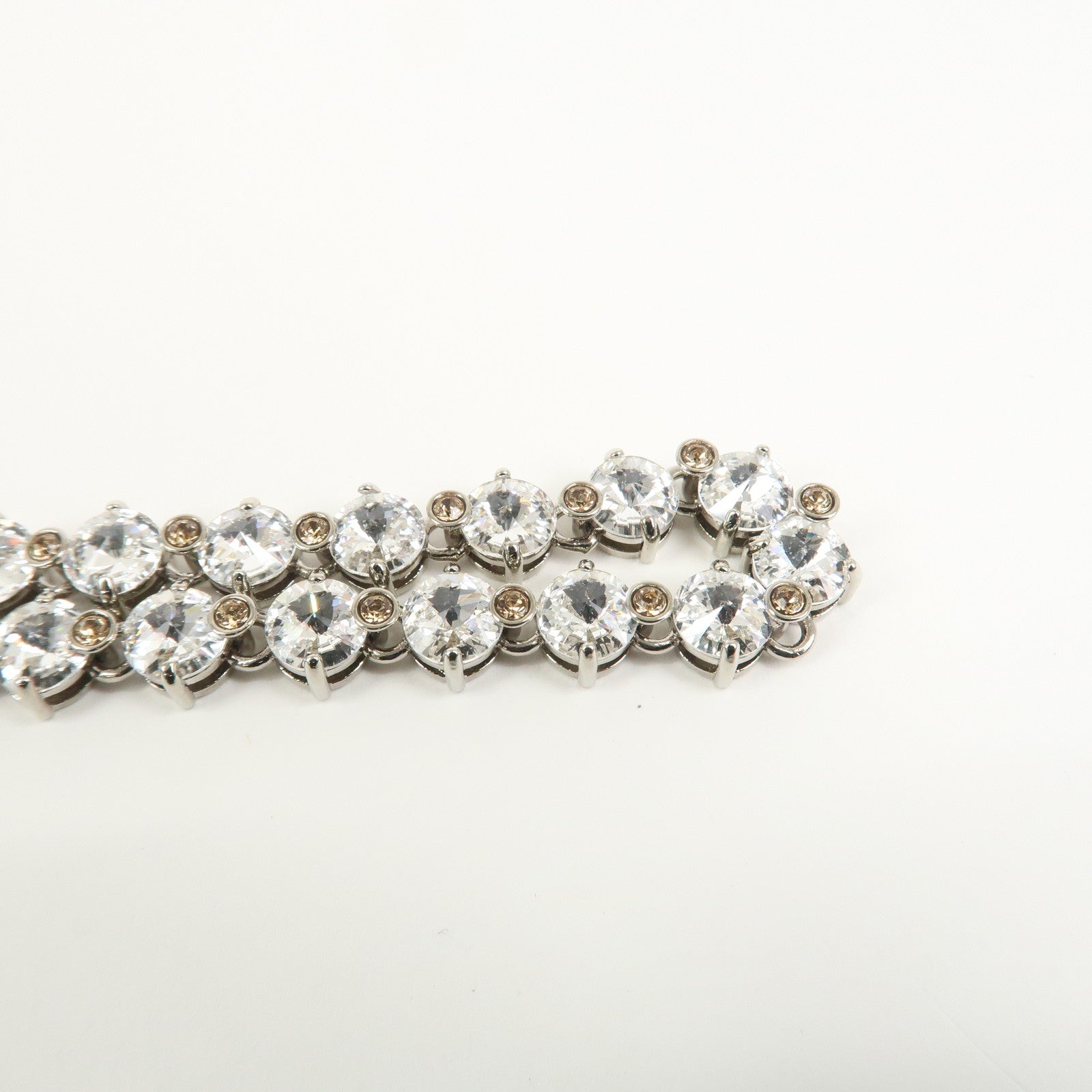 MIU MIU Logo Rhinestone Metal Necklace Choker Silver