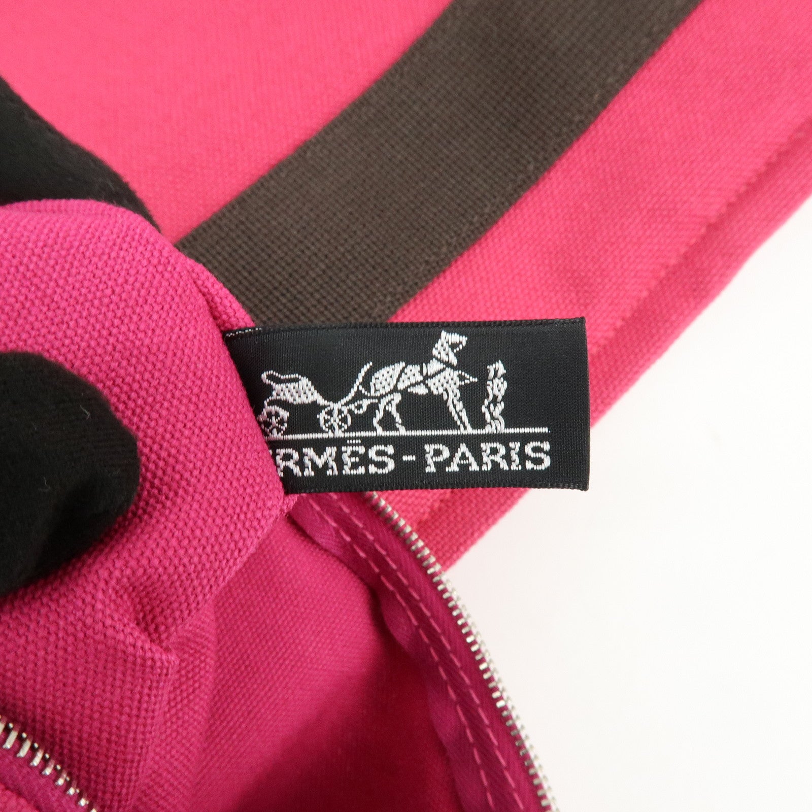 HERMES Sac de Plage Nomade PM Canvas Tote Bag Pink Brown