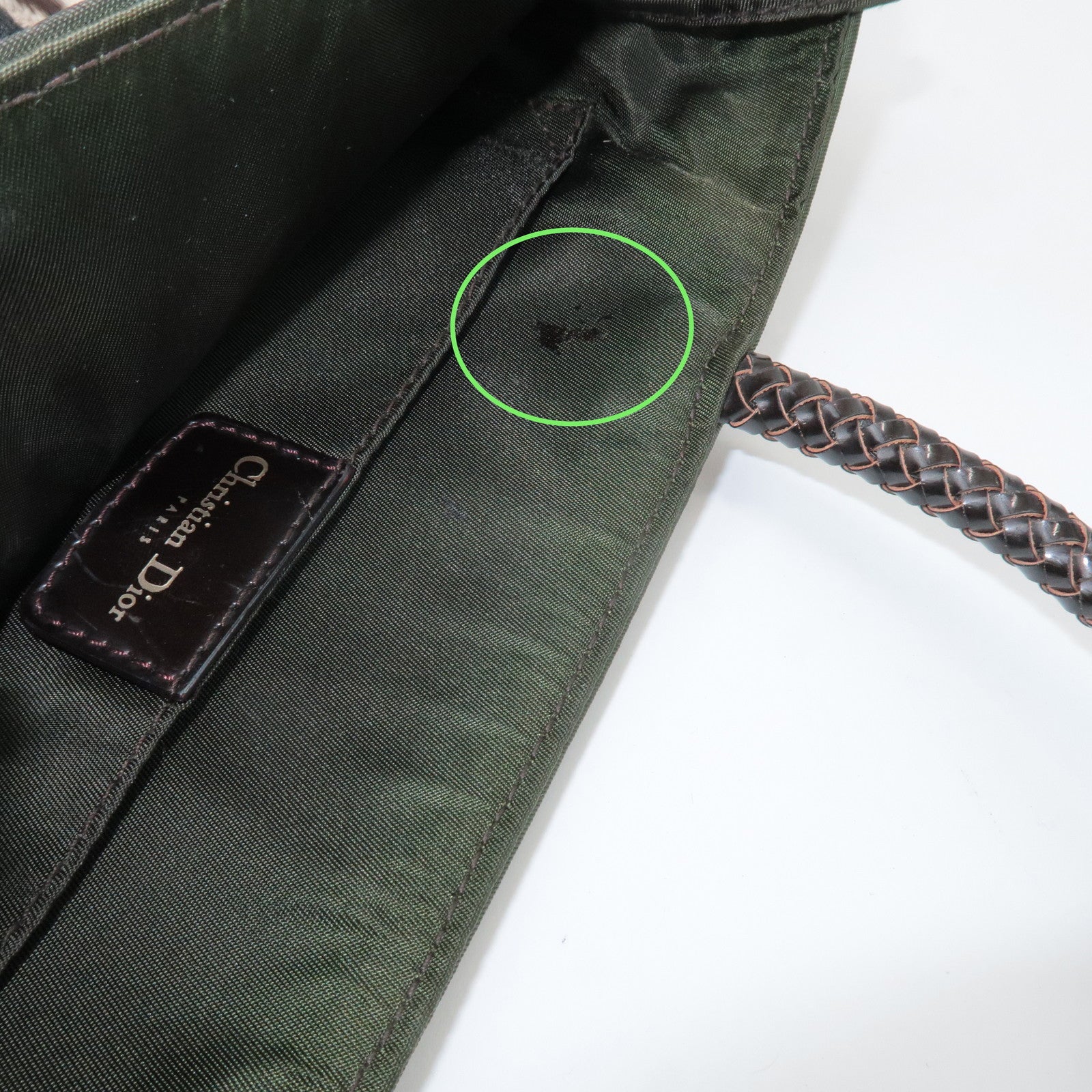 Christian Dior Leather Unborn Calf Tote Bag Leopard Beige Brown Used