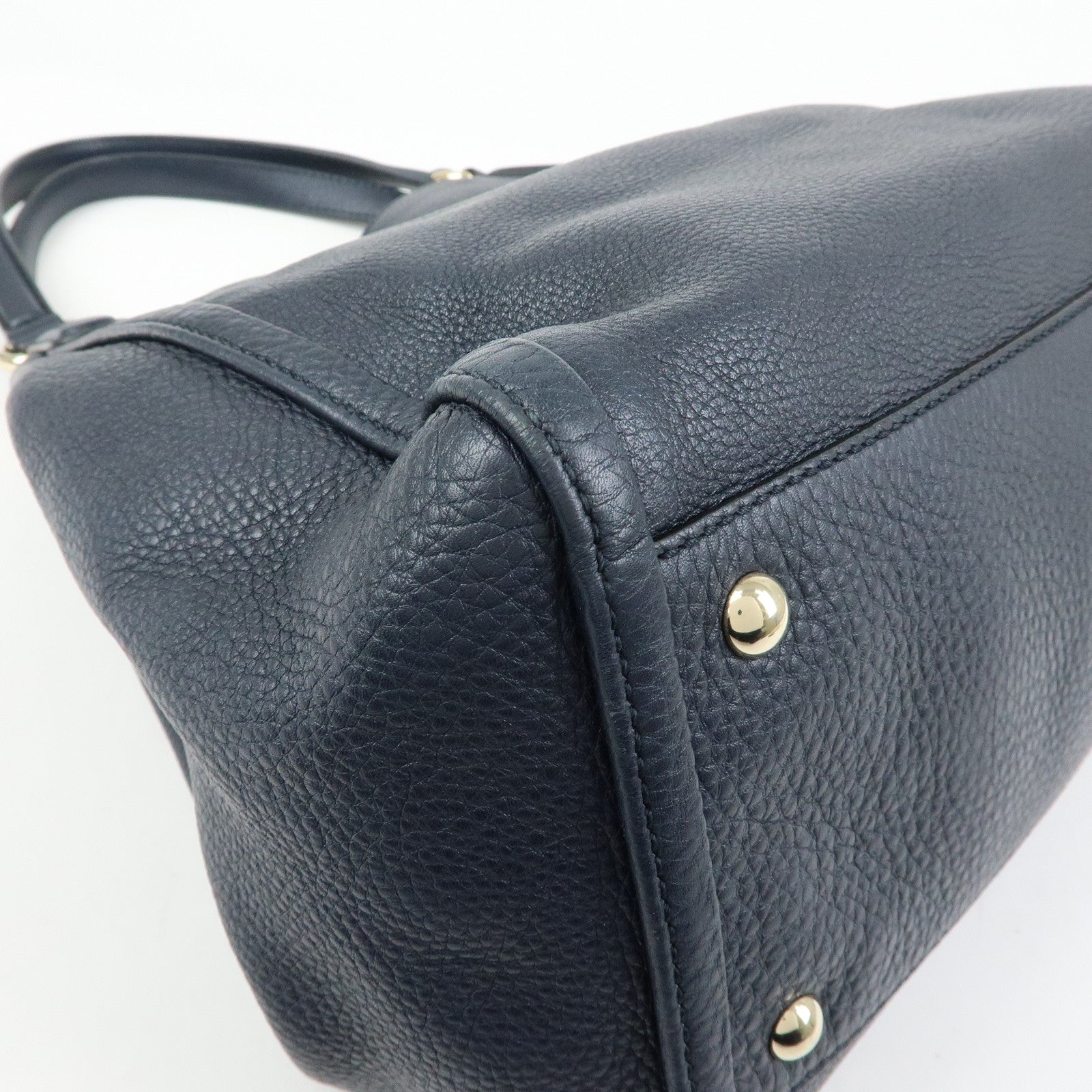 GUCCI SOHO Interlocking G Leather Tote Bag Shoulder Bag Navy 282309