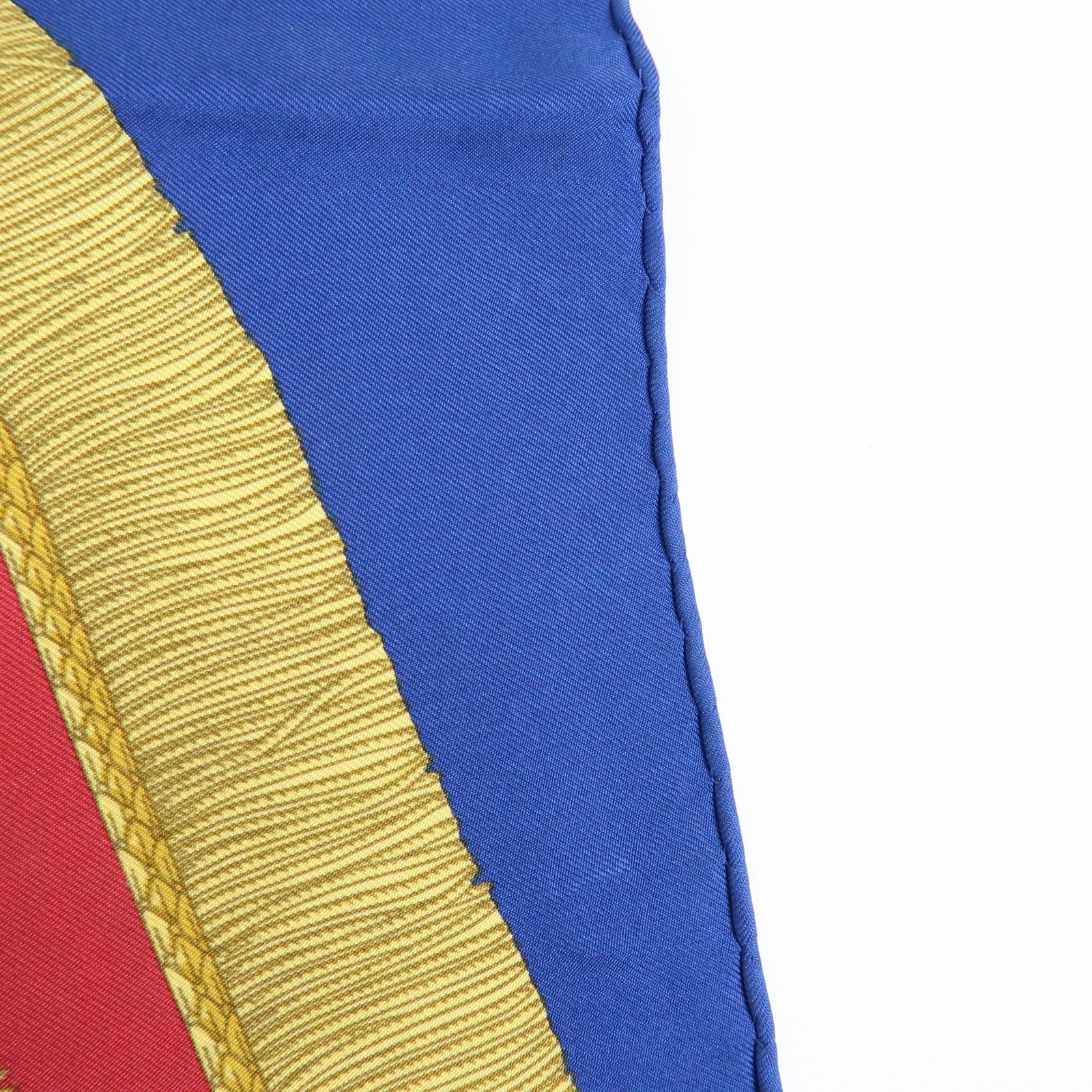 HERMES Carre 90 Silk 100% Scarf Poste et Cavalerie Blue Yellow Red
