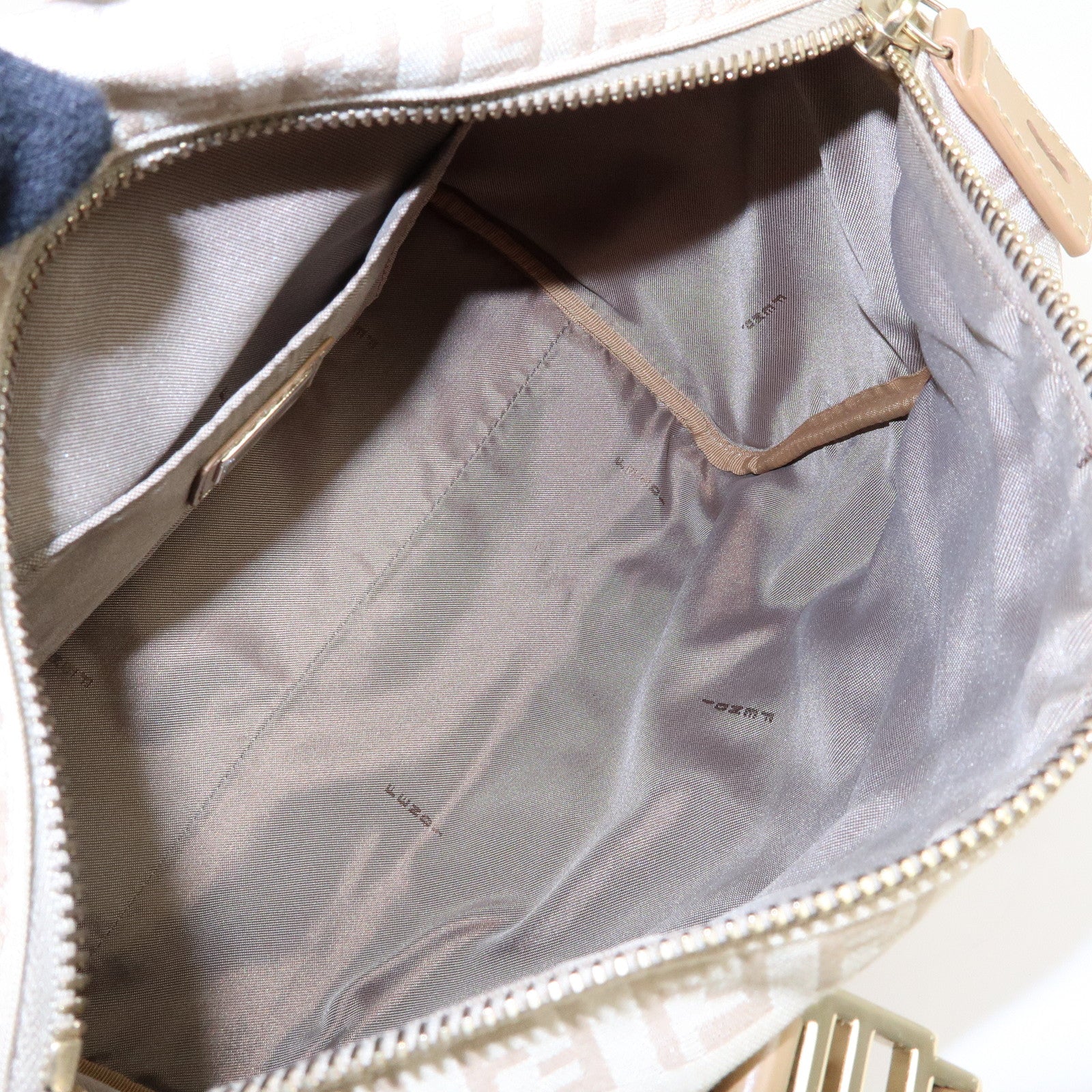 FENDI Zucchino Canvas Leather Boston Bag Hand Bag Beige 8BL068