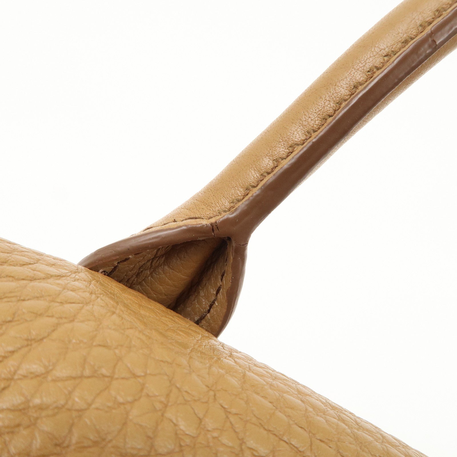 PRADA Triangle Logo Leather 2Way Bag Boston Bag Hand Bag Brown 1BB031 Used