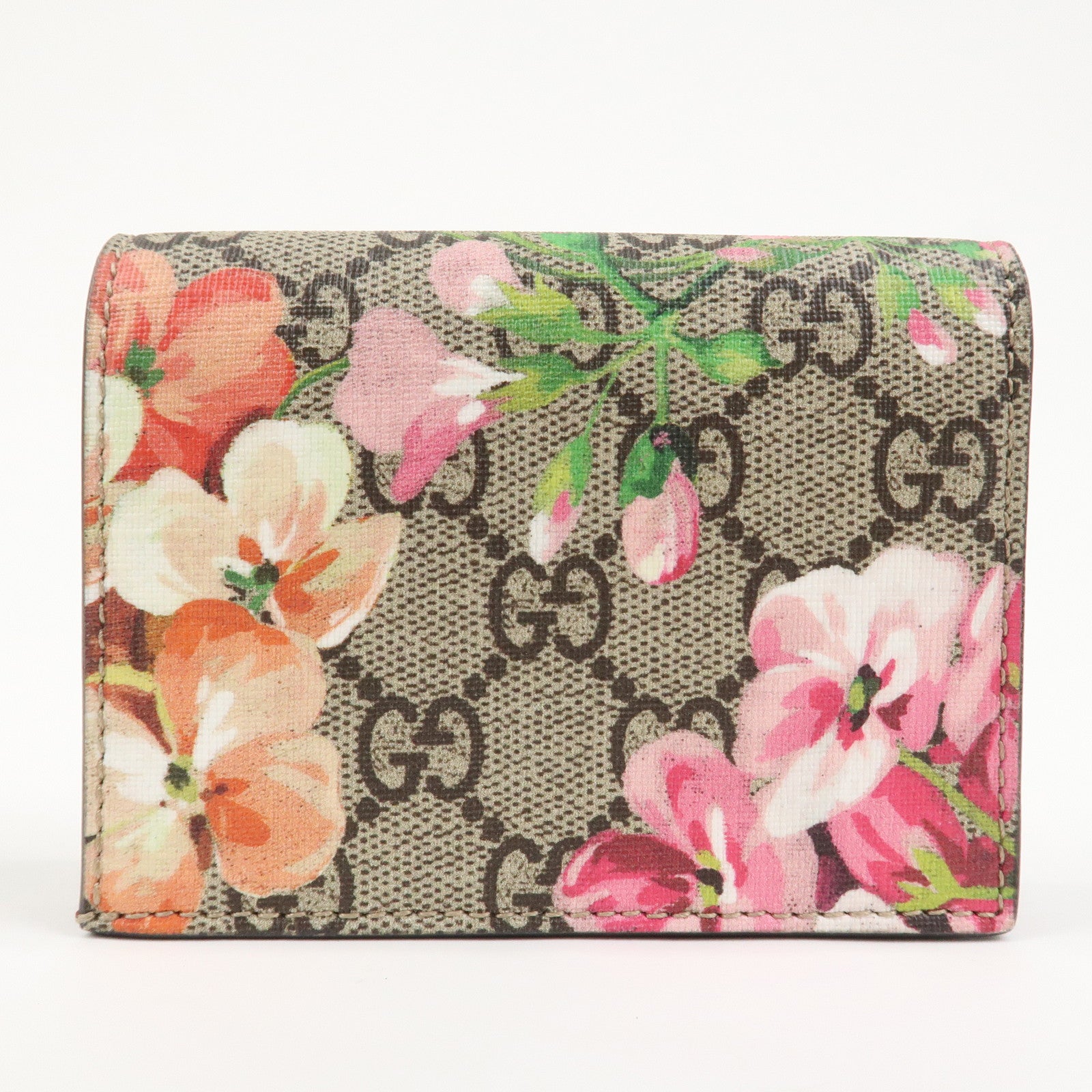 GUCCI GG Brooms GG Supreme Compact Wallet Beige Pink 453176