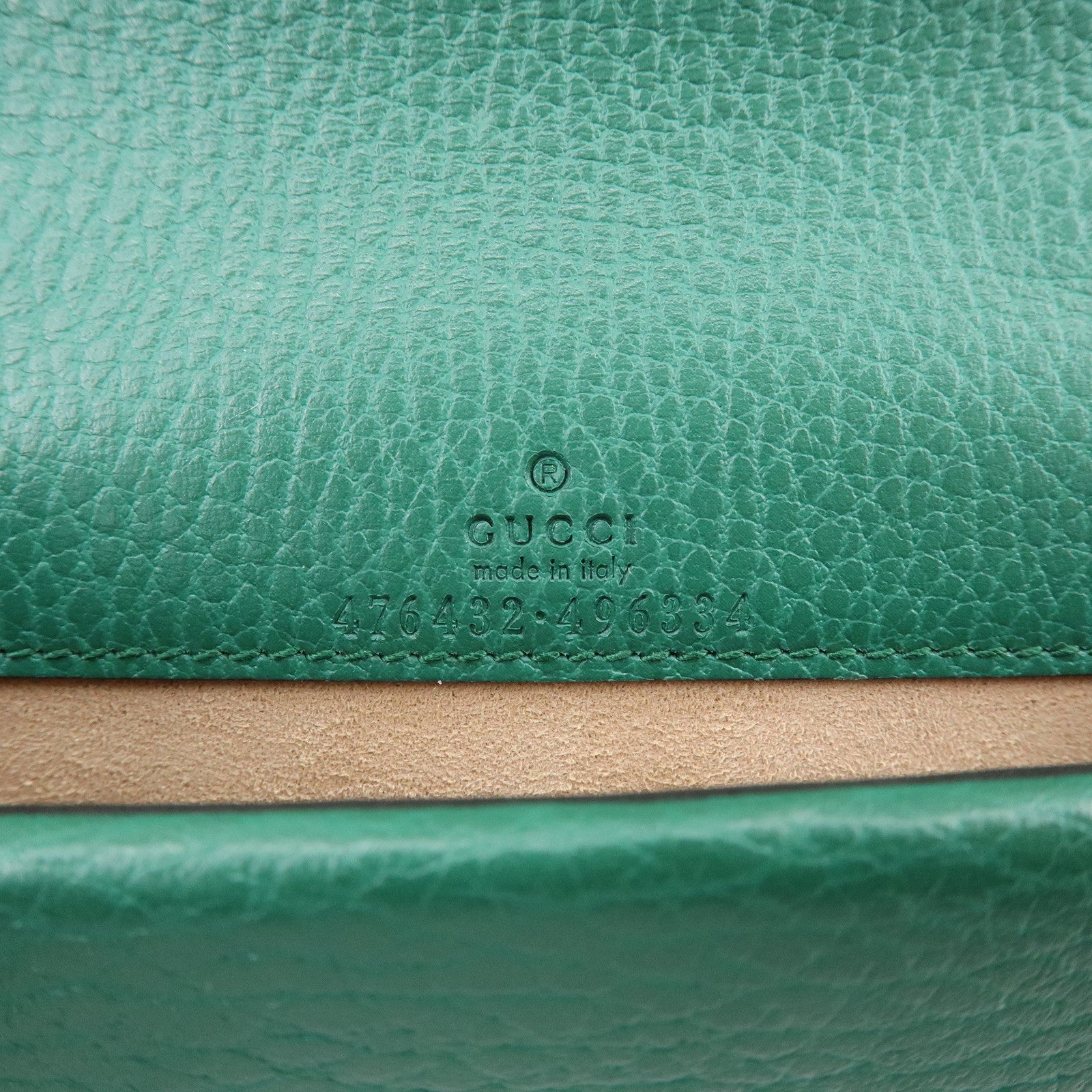 GUCCI Dionysus Super Mini Leather Chain Shoulder Bag Green 476432