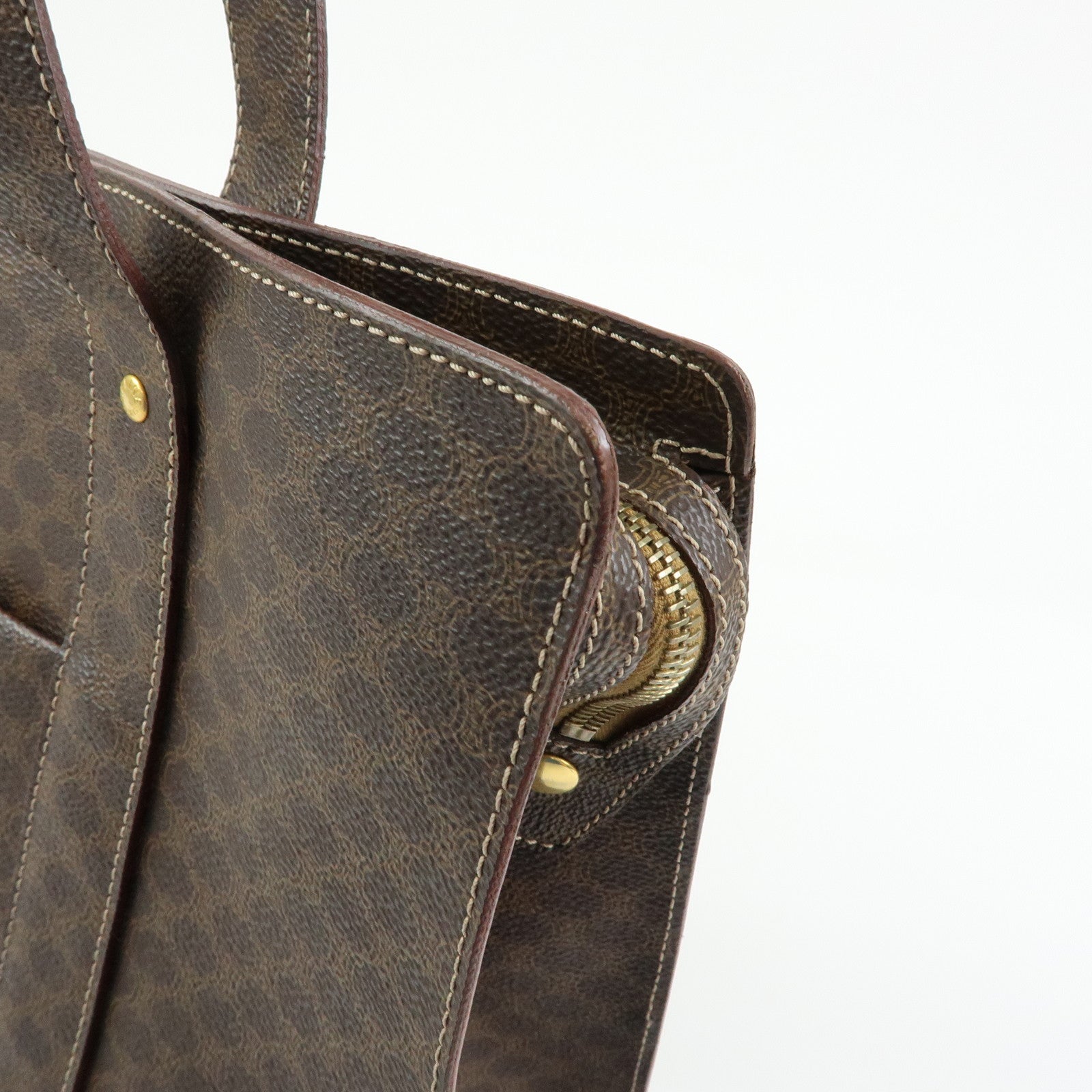 CELINE Macadam PVC Leather Tote Bag Shoulder Bag Brown