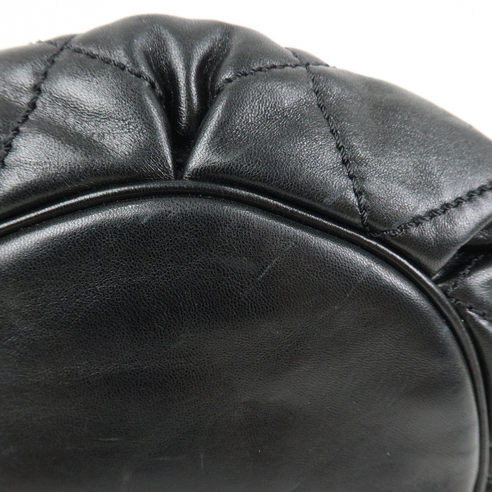CHANEL Matelasse COCO Mark Lamb Skin Shoulder Bag Hand Bag Black