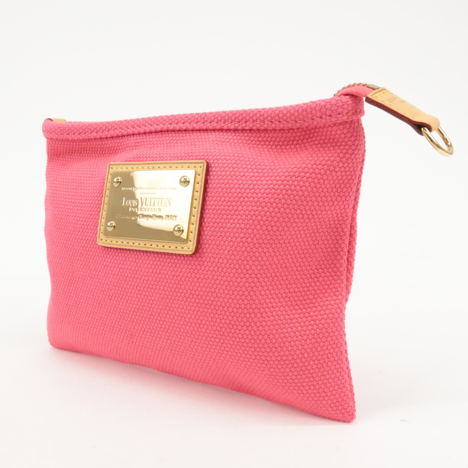 Louis Vuitton Antigua Canvas Leather Pochette Plat PM Pink M40068 Used