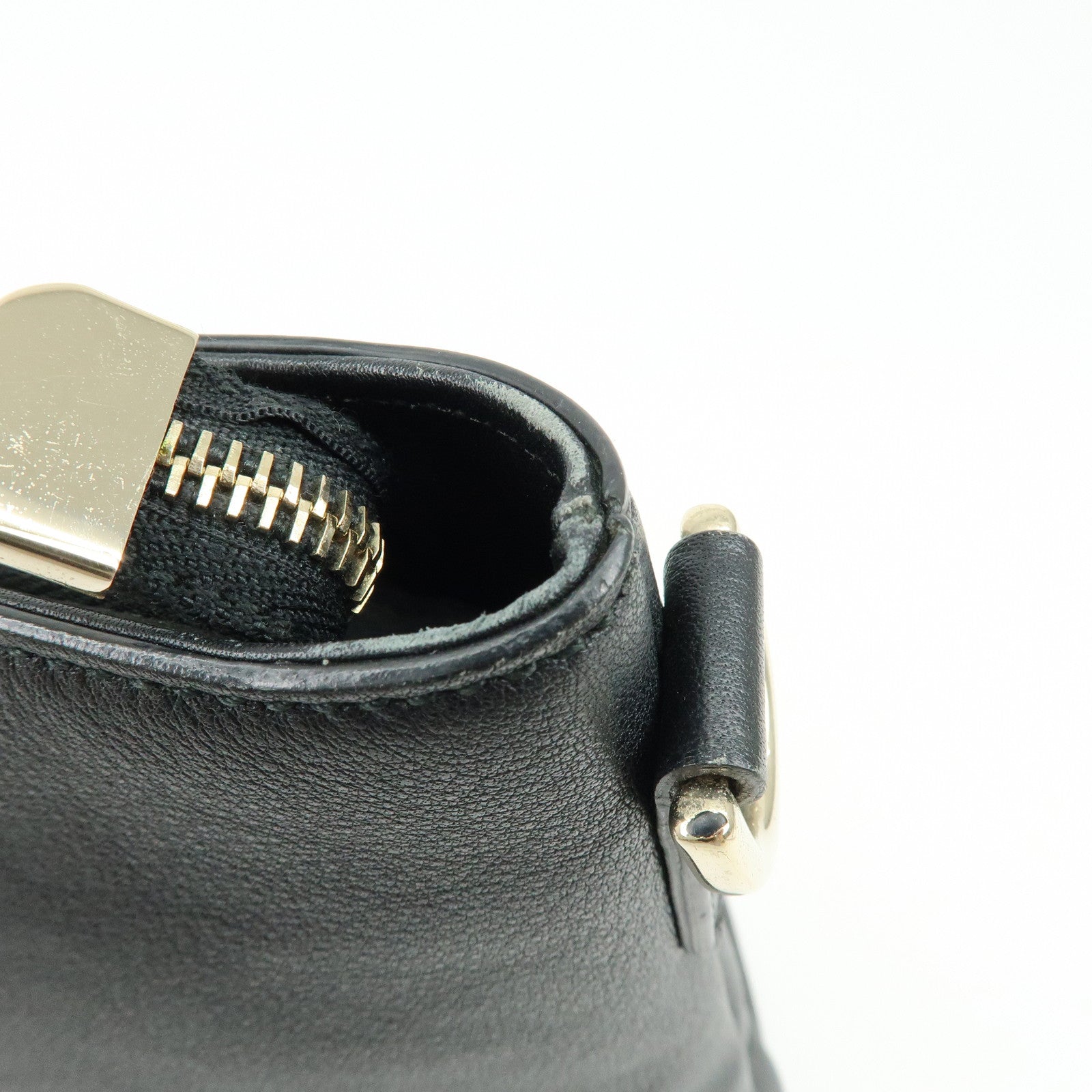 GUCCI Bamboo Leather 2Way Bag Tote Bag Shoulder Bag Black 365345