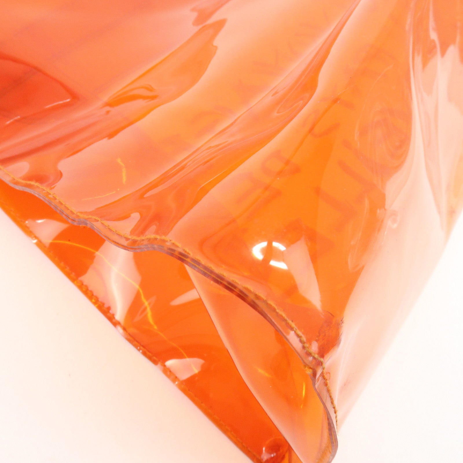 HERMES Kelly Vinyl Hand Bag Clear Orange