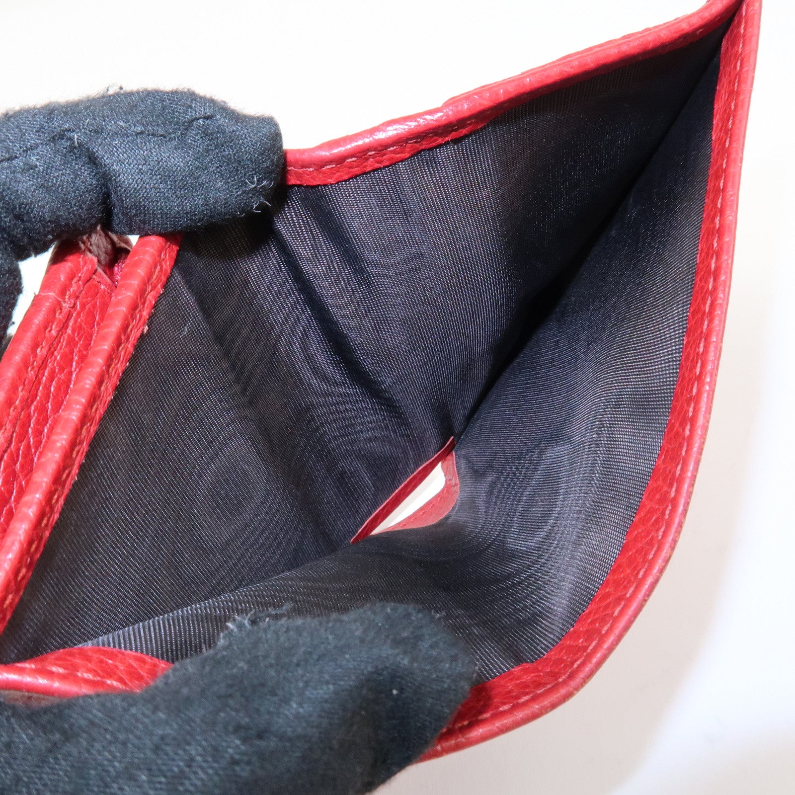 GUCCI GG Marmont Leather Bi-Fold Wallet Red 456126 Used