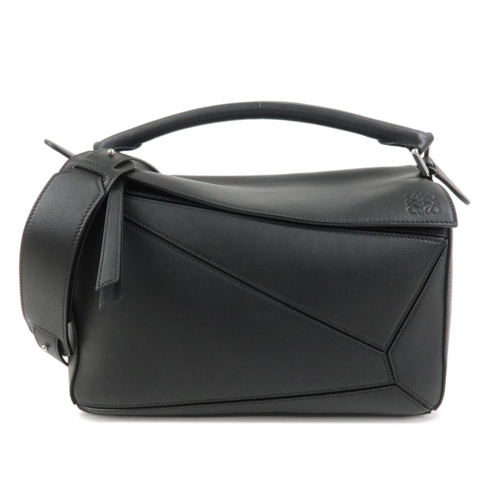 LOEWE Anagram Leather Puzzle Bag Medium 2Way Hand Bag Black