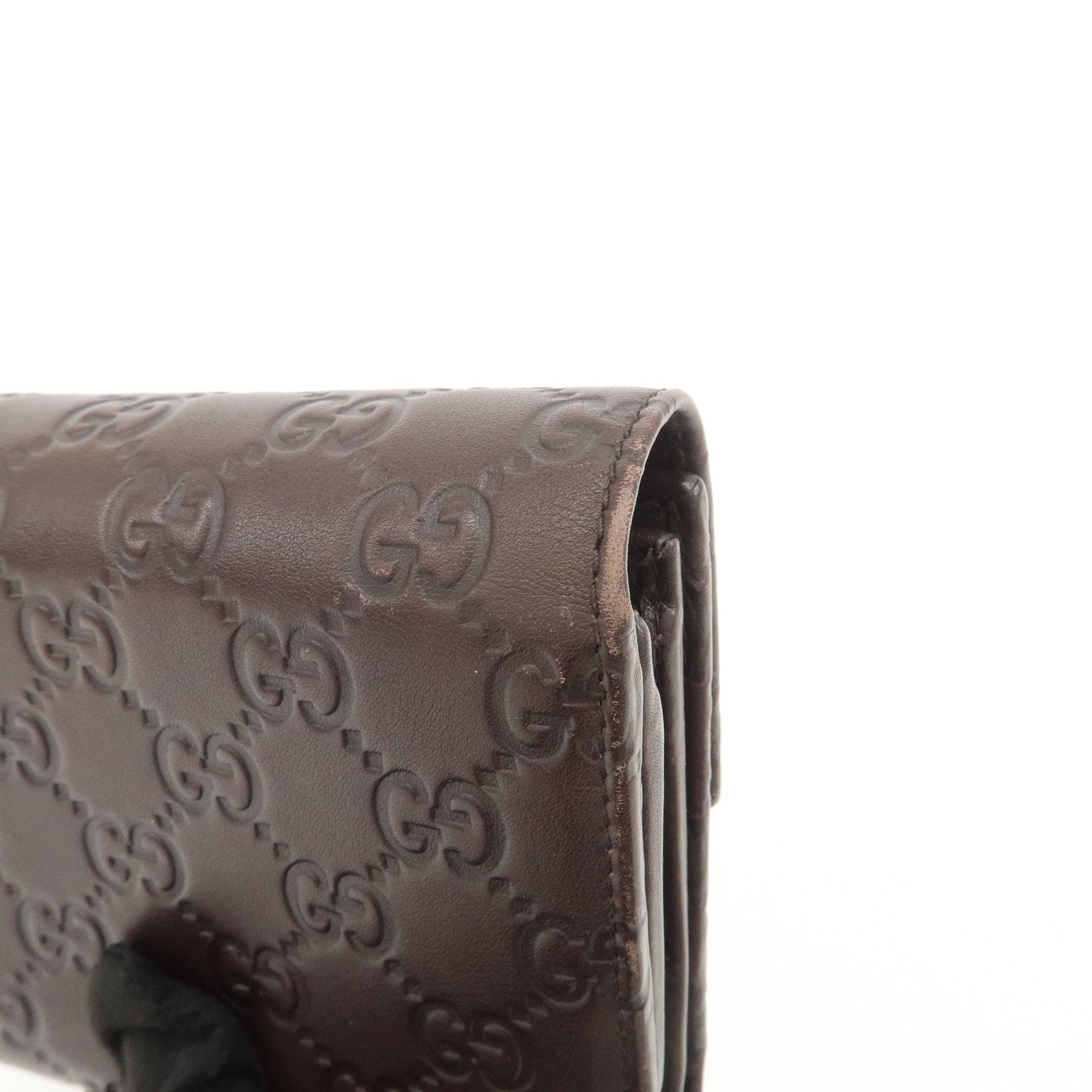 GUCCI Guccissima Leather Tri-Fold Compact Wallet Brown 256935