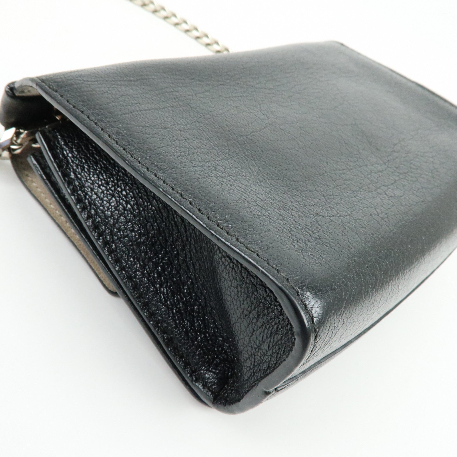 JIMMY CHOO REBEL BAG Leather Chain Shoulder Bag Crossbody Bag Black
