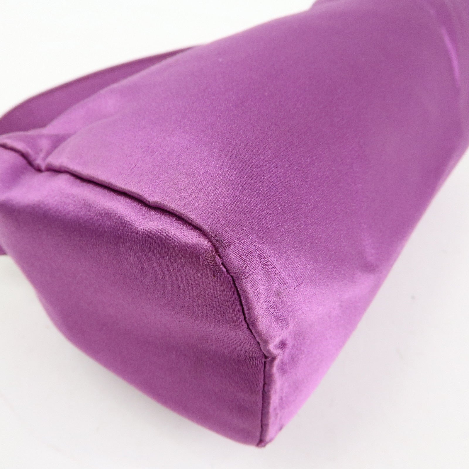PRADA Triangle Logo Satin Mini Hand Bag Pochette Pouch Purple