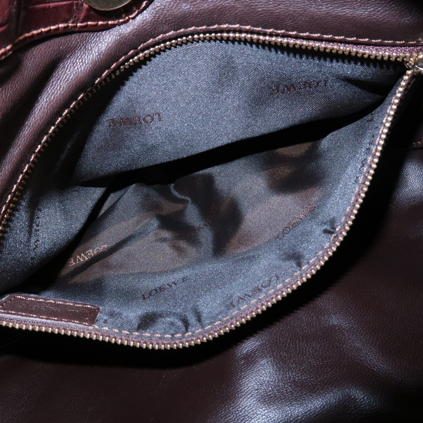 LOEWE Anagram Suede Embossed Leather Shoulder Bag Hand Bag Beige