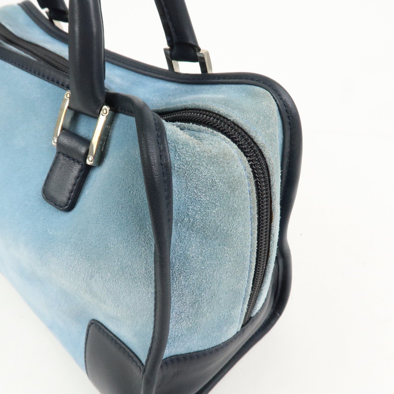 LOEWE Anagram Suede Leather Amazona 28 Hand Bag Blue