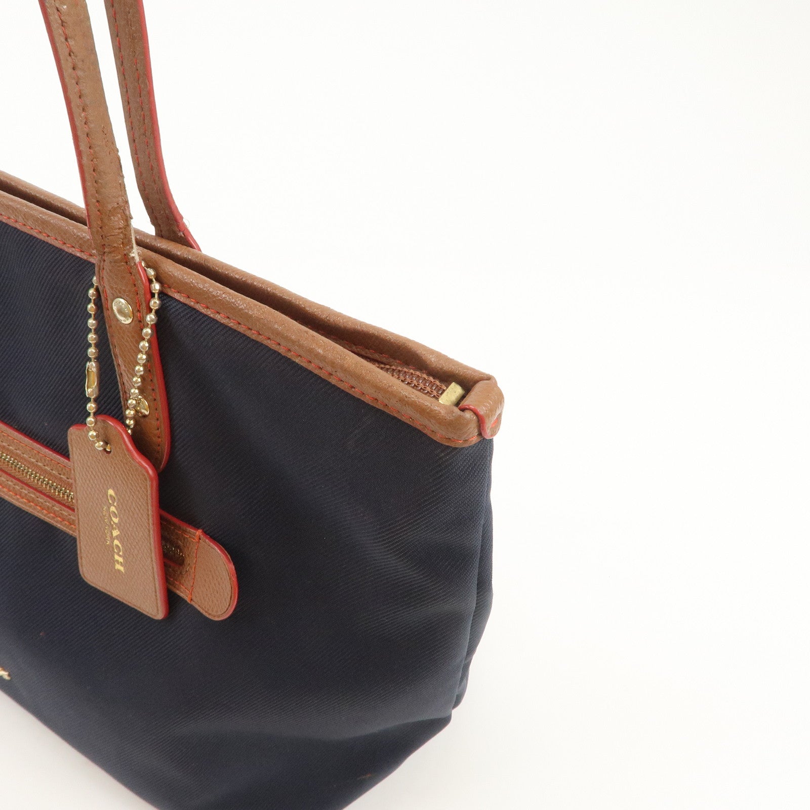 COACH Signature Set Of 2 Canvas Leather Hand Bag Brown Navy