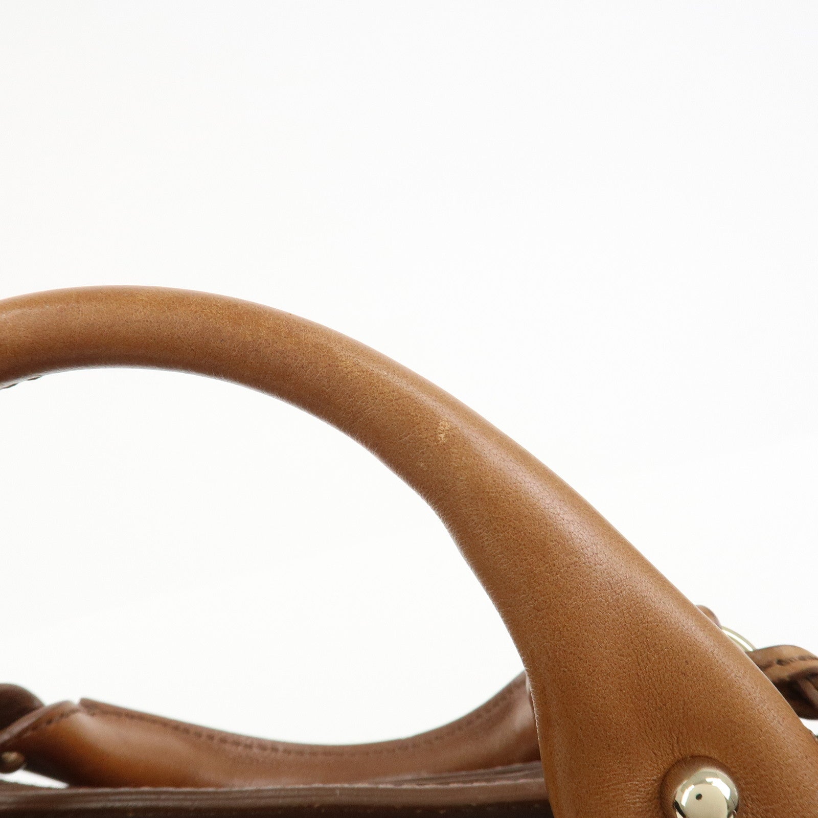 CELINE Logo Leather Boogie Bag Hand Bag Tote Bag Brown