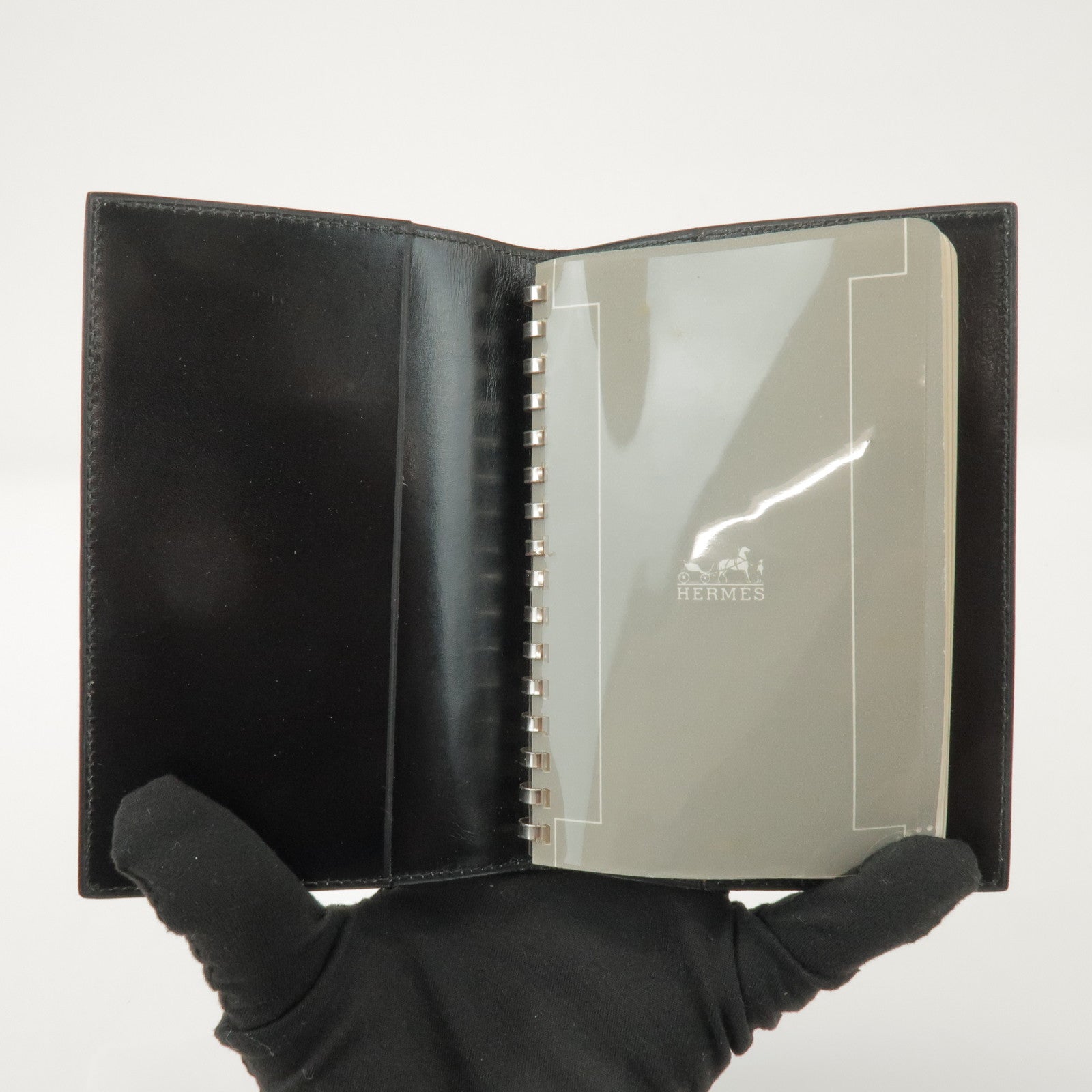 HERMES Agenda GM Box Calf Leather Planner Cover □J Stamped Black