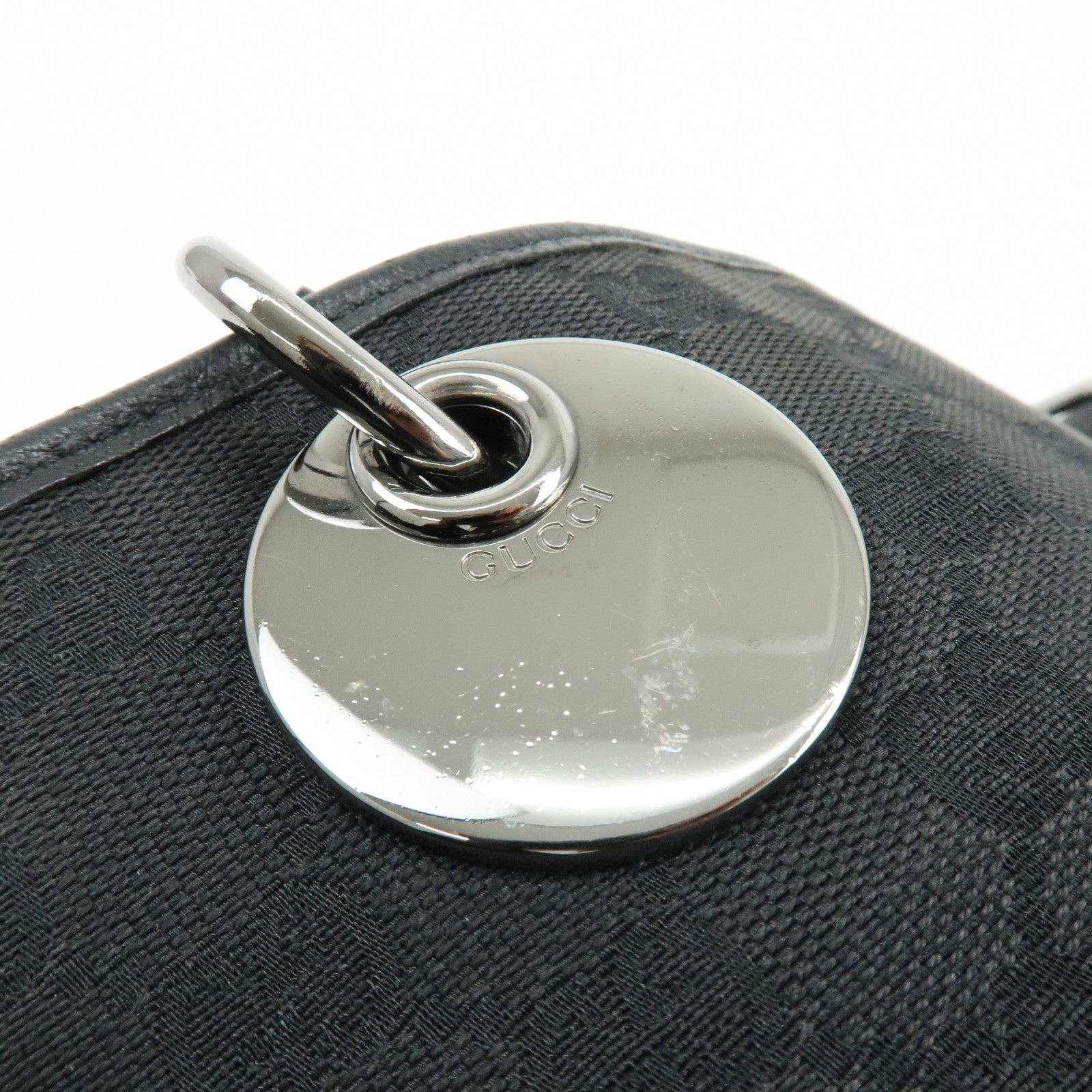 GUCCI GG Canvas Leather Tote Bag Shoulder Bag Black 120836