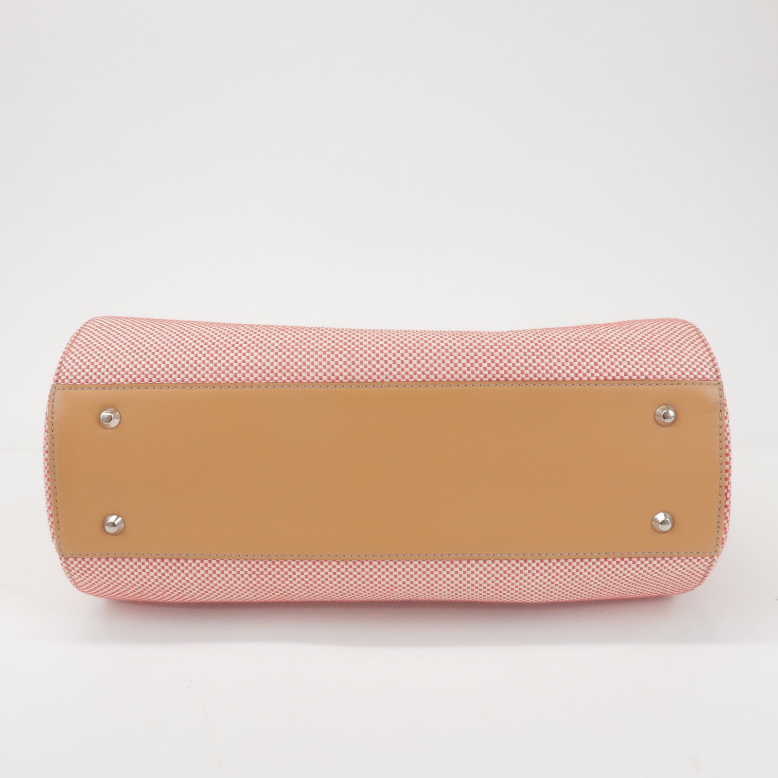 BURBERRY Canvas Leather Shoulder Bag Hand Bag Red Light Brown