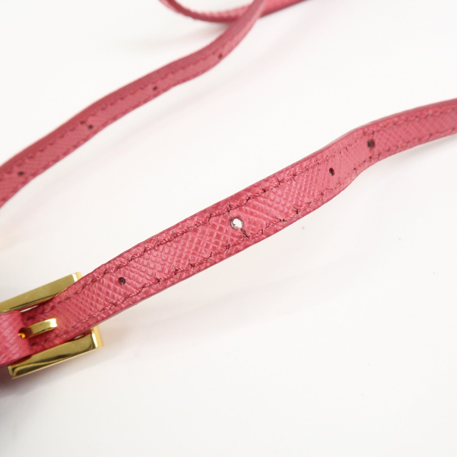 PRADA Saffiano Leather Ribbon Mini Camera Shoulder Bag Pink 1N1674