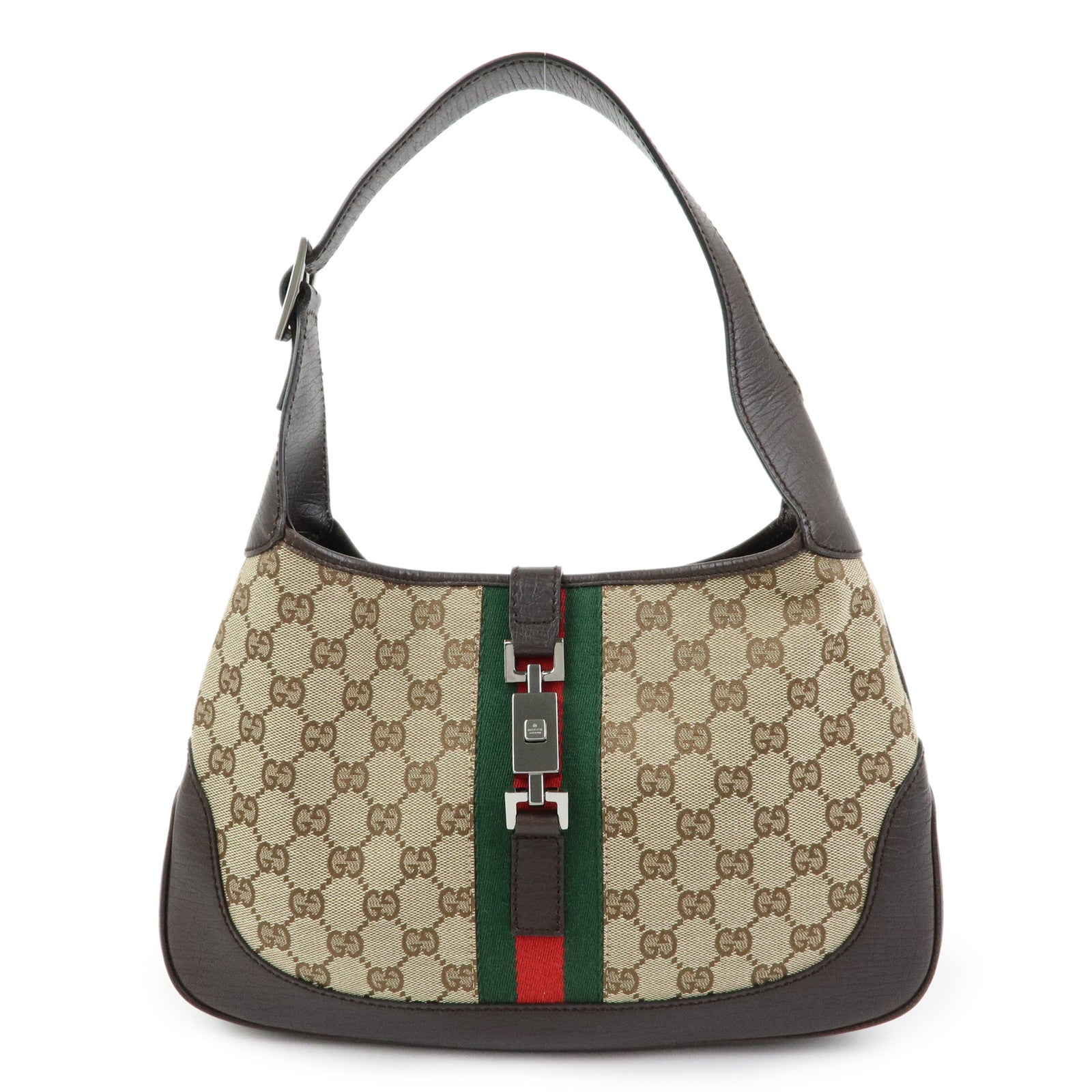 GUCCI Sherry Jackie GG Canvas Leather Shoulder Bag Hand Bag 00963