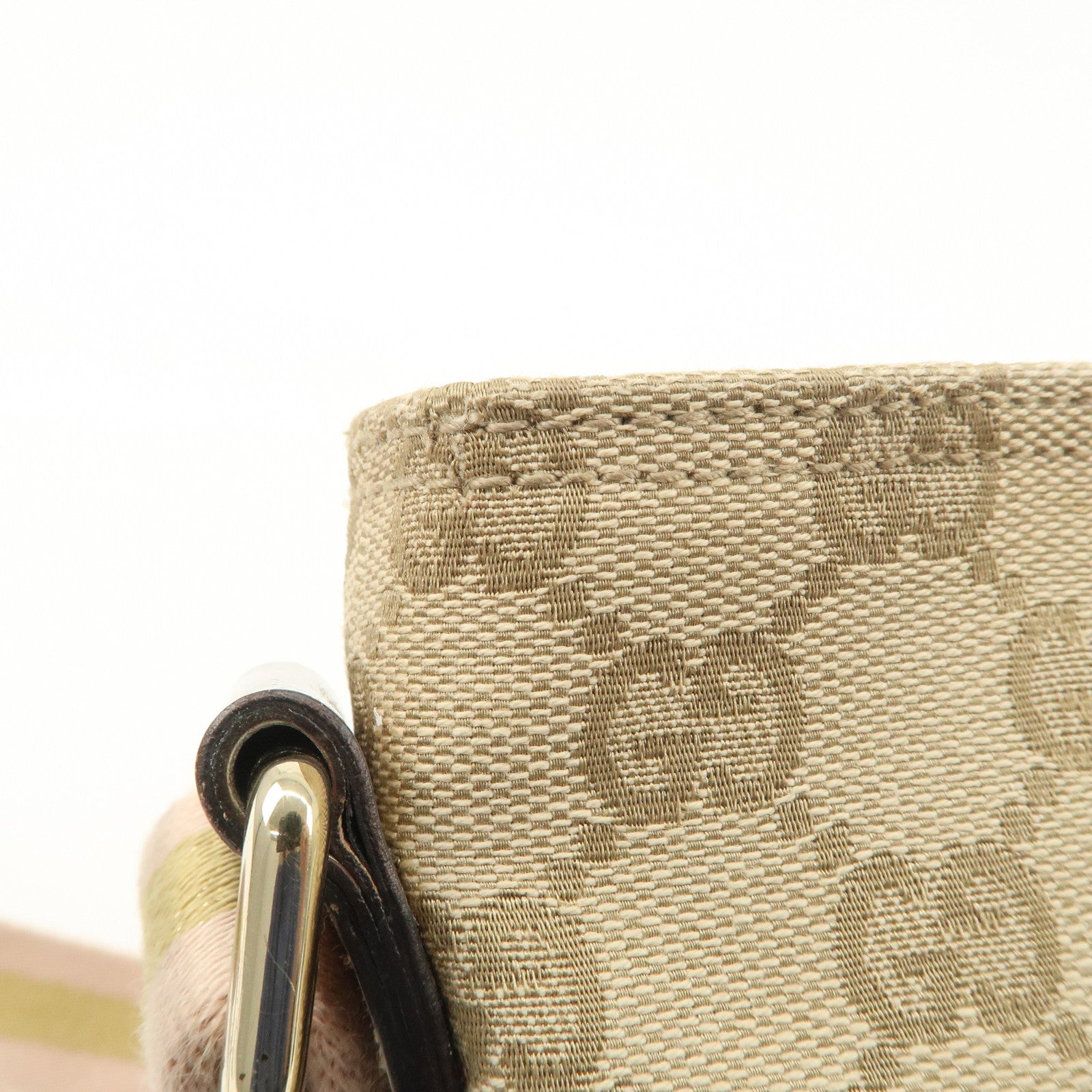 GUCCI Sherry GG Canvas Leather Shoulder Bag Pink Beige 189749 Used