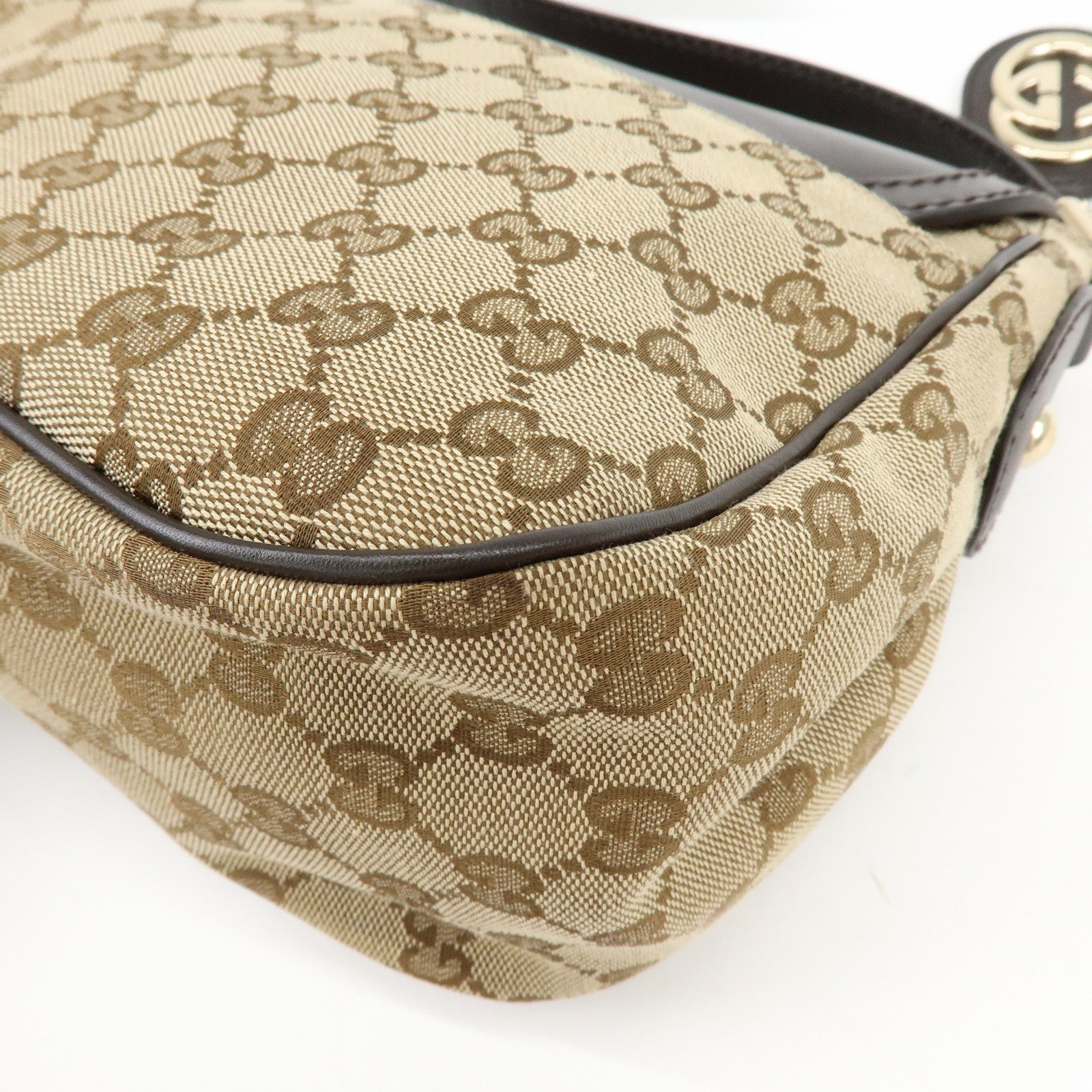 GUCCI Sukey Interlocking G GG Canvas Leather Shoulder Bag 308452