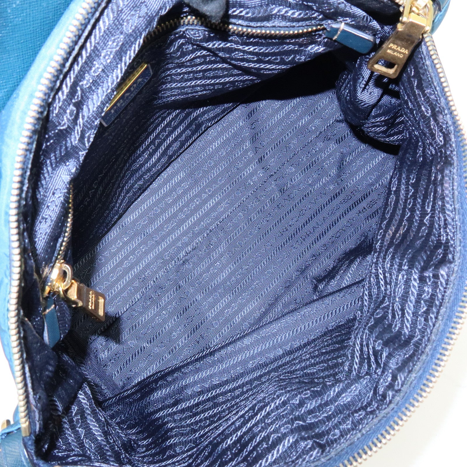 PRADA Triangle Logo 2Way Bag Hand Bag Shoulder Bag Blue BN2541