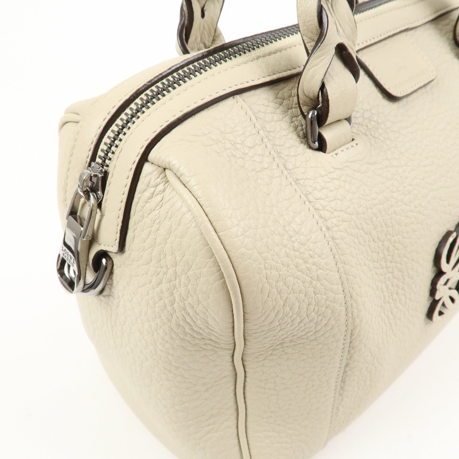 LOEWE Anagram Leather 2Way Bag Shoulder Bag Hand Bag Ivory