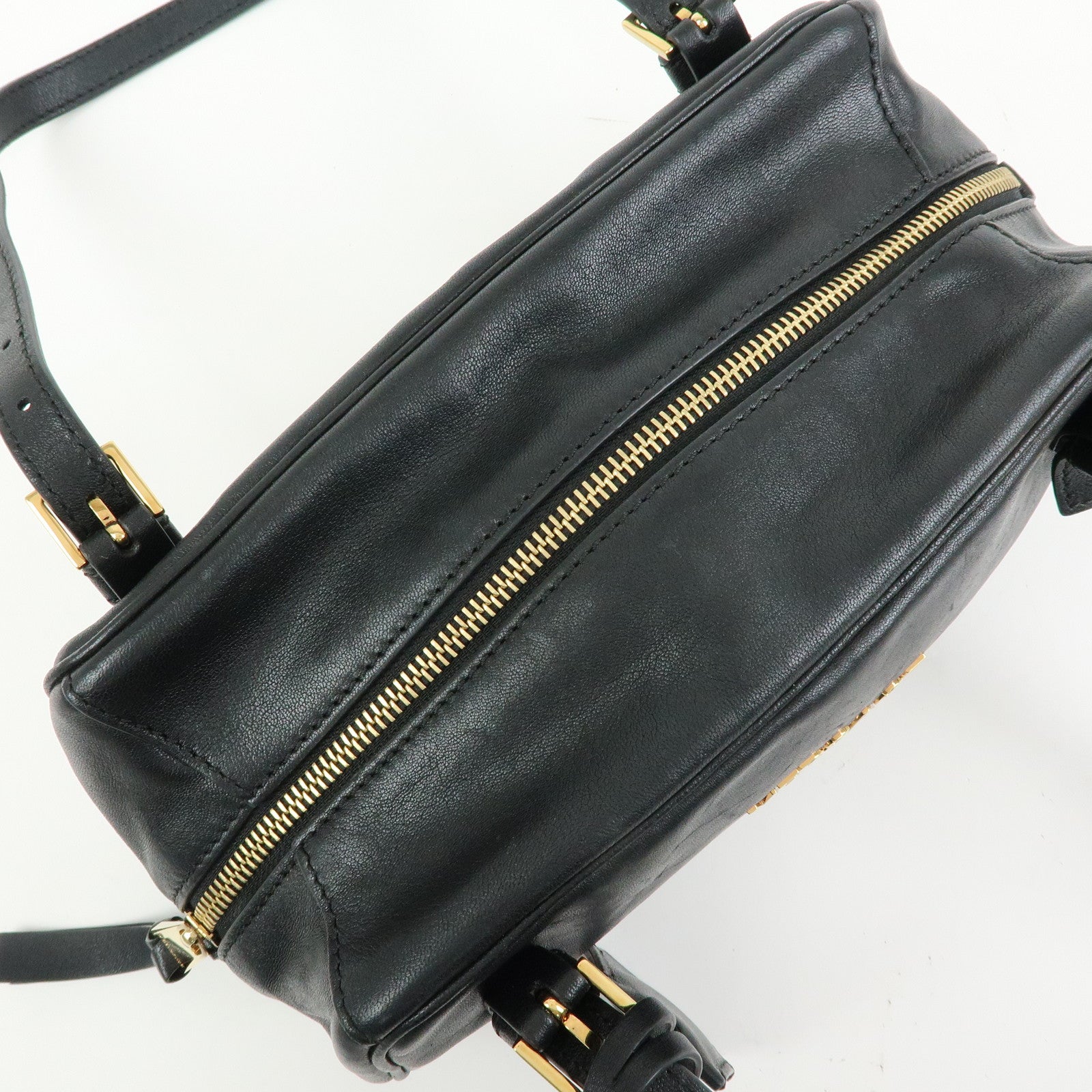 VERSACE Medusa Nappa Leather Bowling Bag Shoulder Bag Black