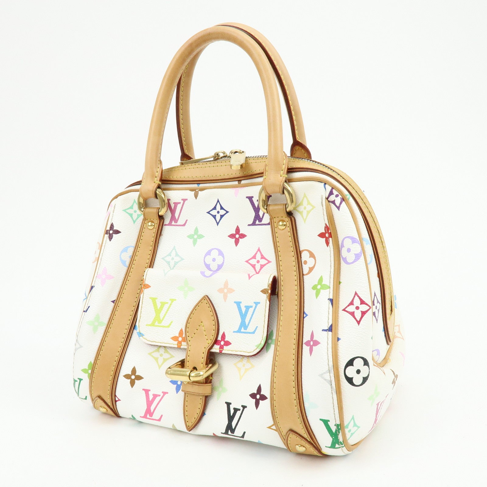 Louis Vuitton Monogram Multicolor Priscilla Hand Bag Blanc M40096 Auth Used F/S