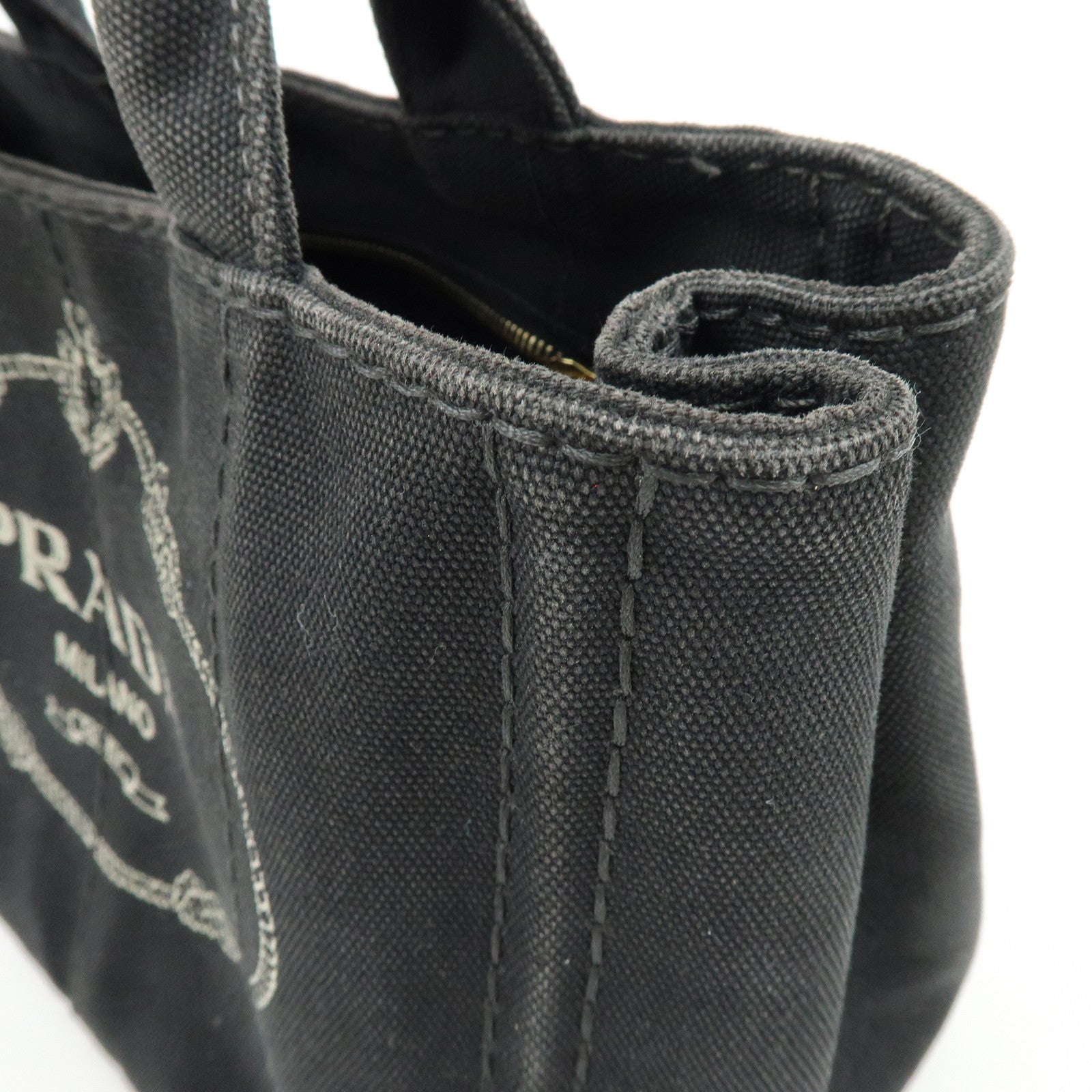PRADA Triangle Logo Canapa Mini 2Way Hand Shoulder Bag Black B2439G