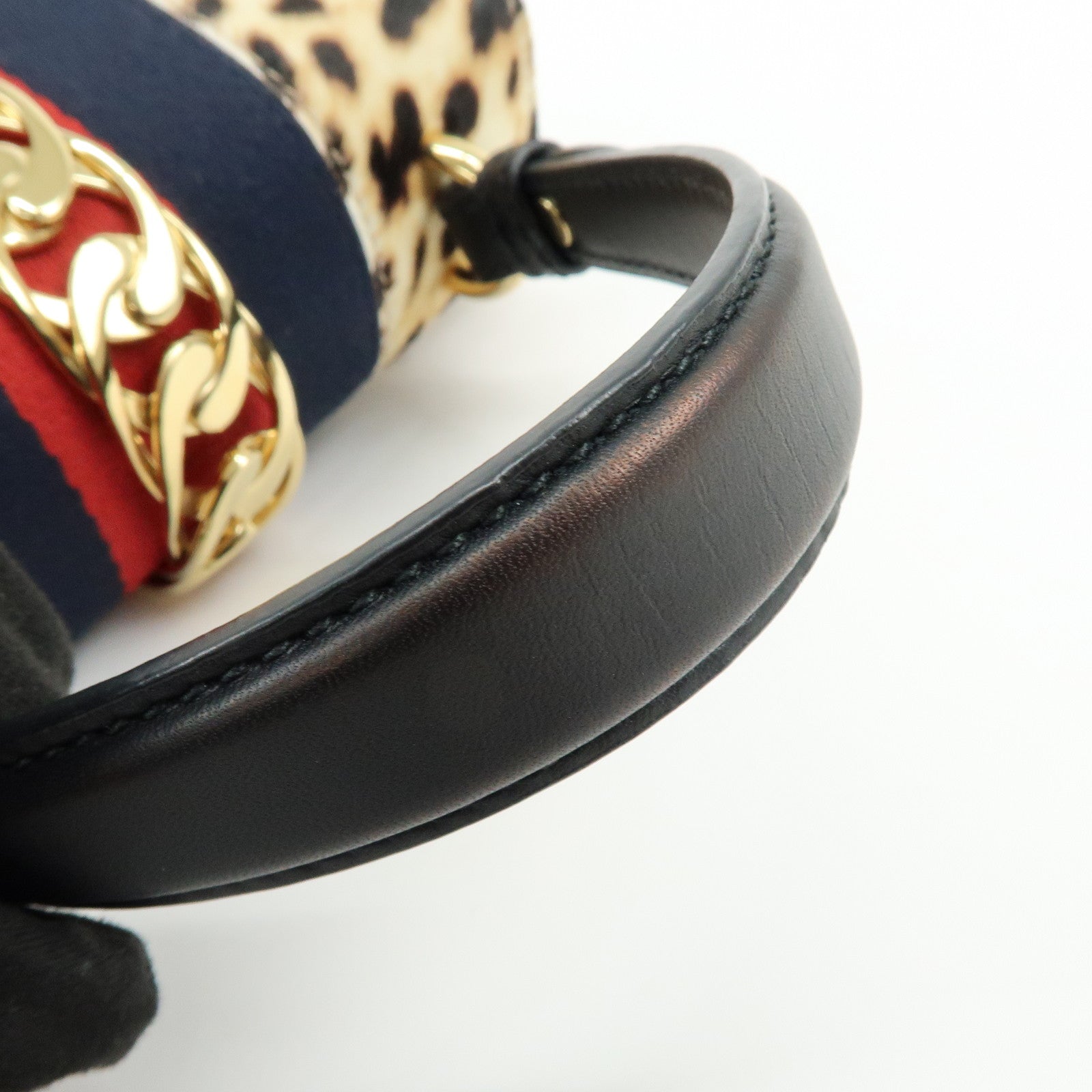 GUCCI Sherry Sylvie Pony Hair Leather 2Way Hand Bag Leopard 470270