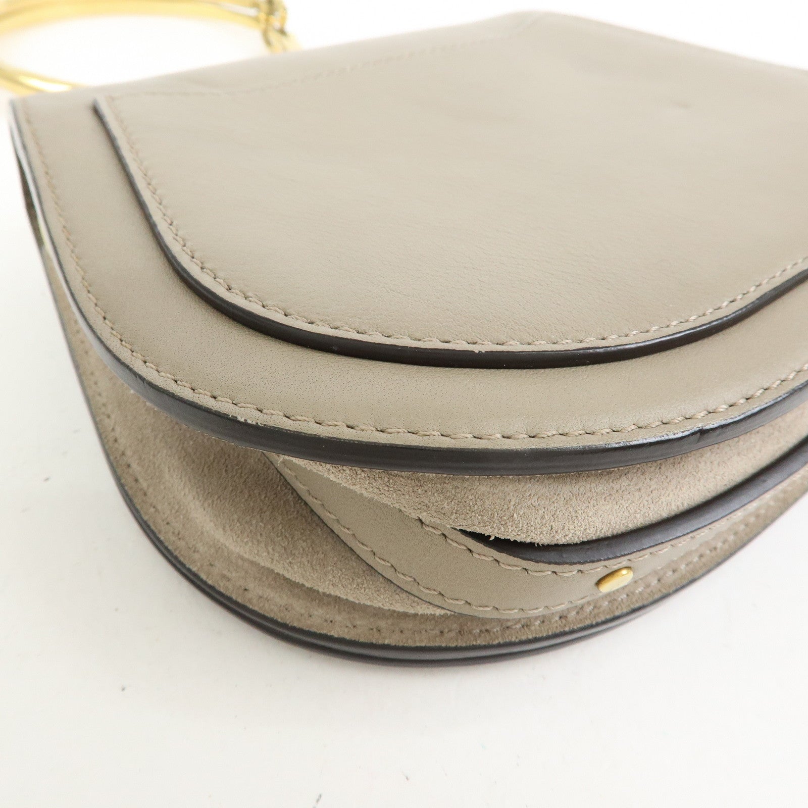 Chloe Nile Leather 2Way Bag Shoulder Bag Hand Bag Greige