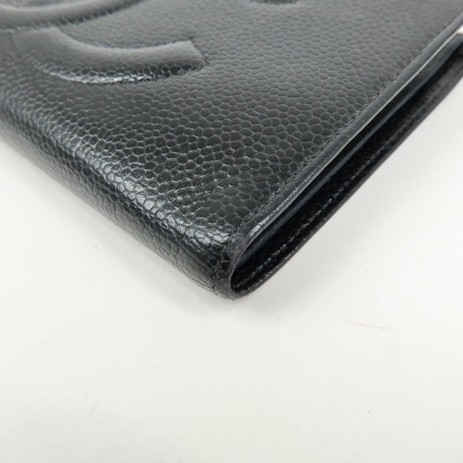 CHANEL COCO Mark Caviarskin Long Wallet Black