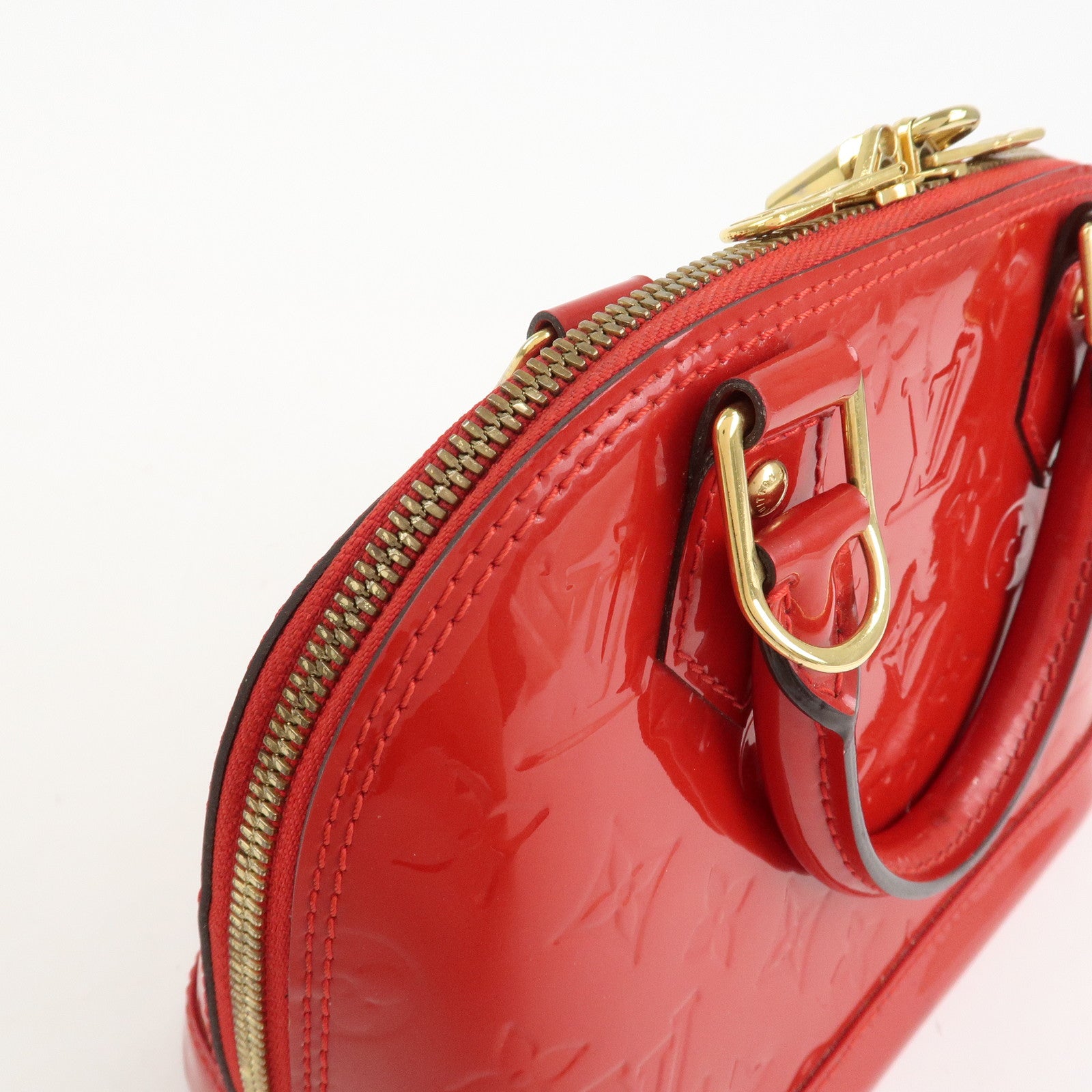 Louis Vuitton Monogram Vernis Alma BB 2Way Hand Bag Cerise M90174 Used