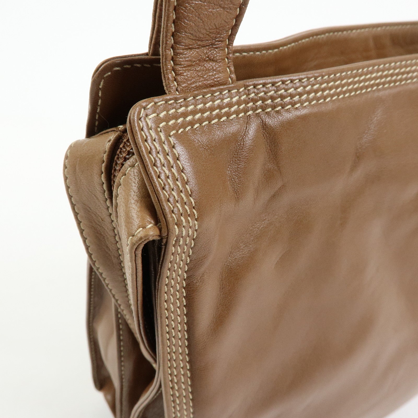 LOEWE Anagram Nappa Leather Shoulder Bag Hand Bag Brown